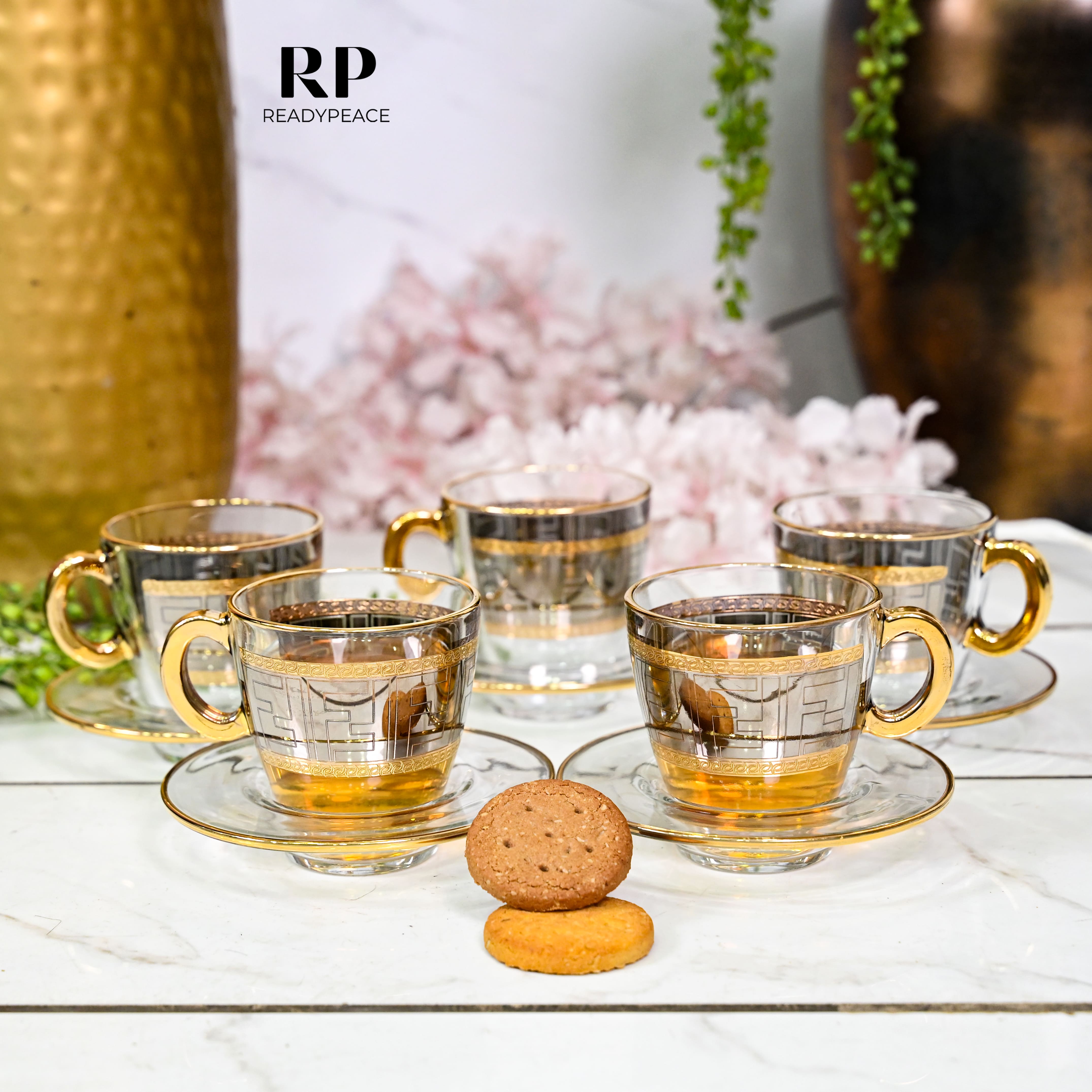 Diva Fendi Gold Plated Crystal Glasses Combo