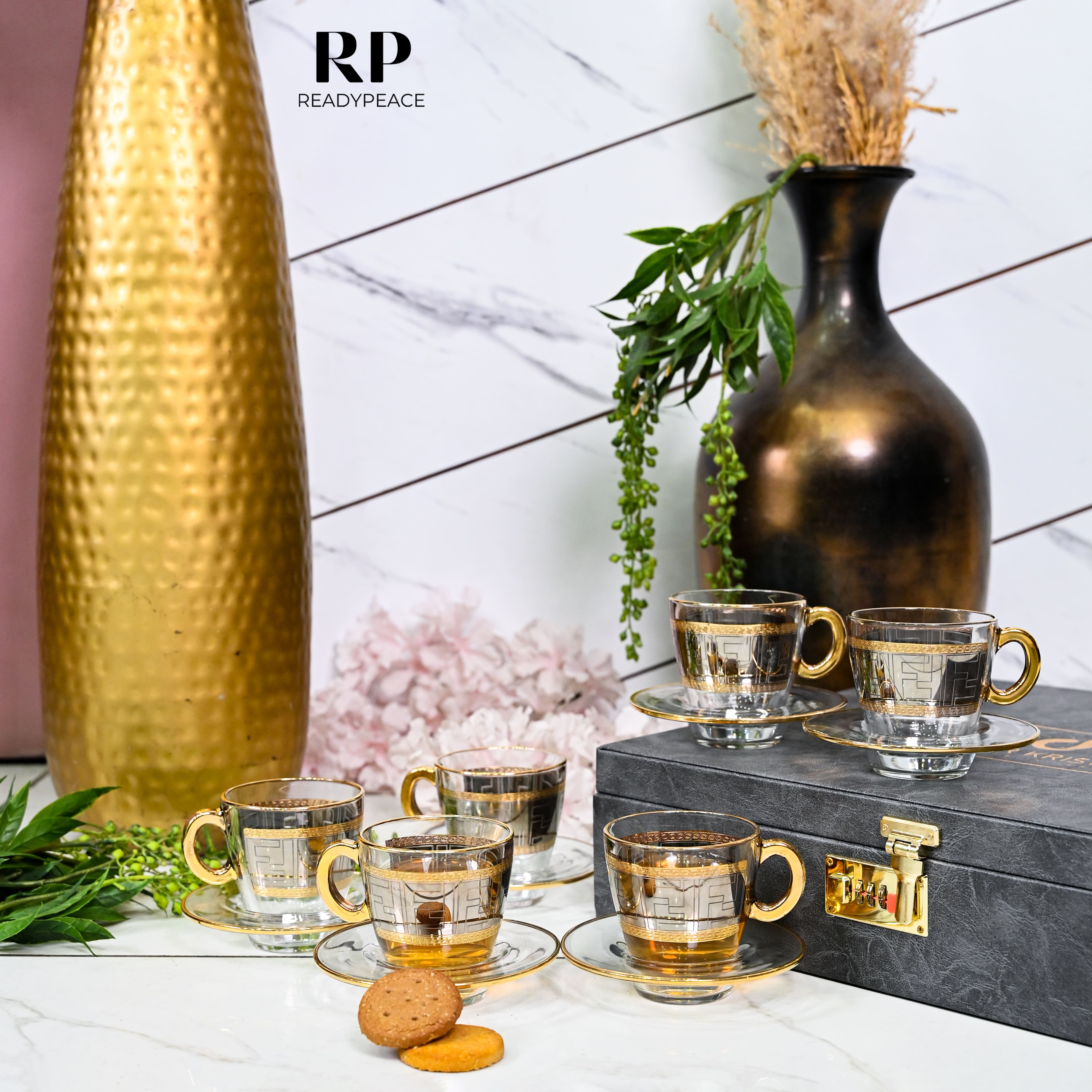 Diva Fendi Gold Plated Crystal Glasses Combo