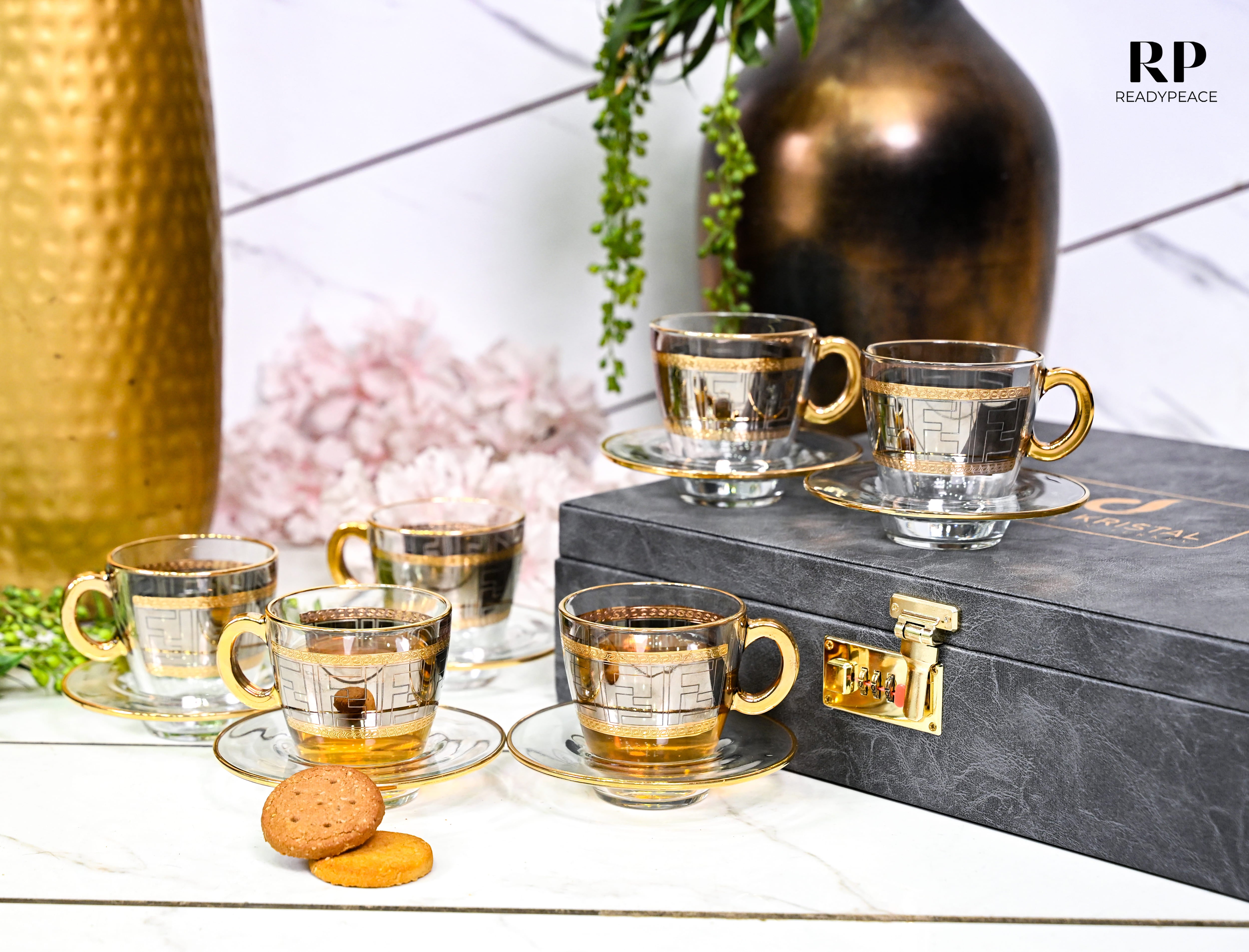 Diva Fendi Gold Plated Cup & Saucer Set