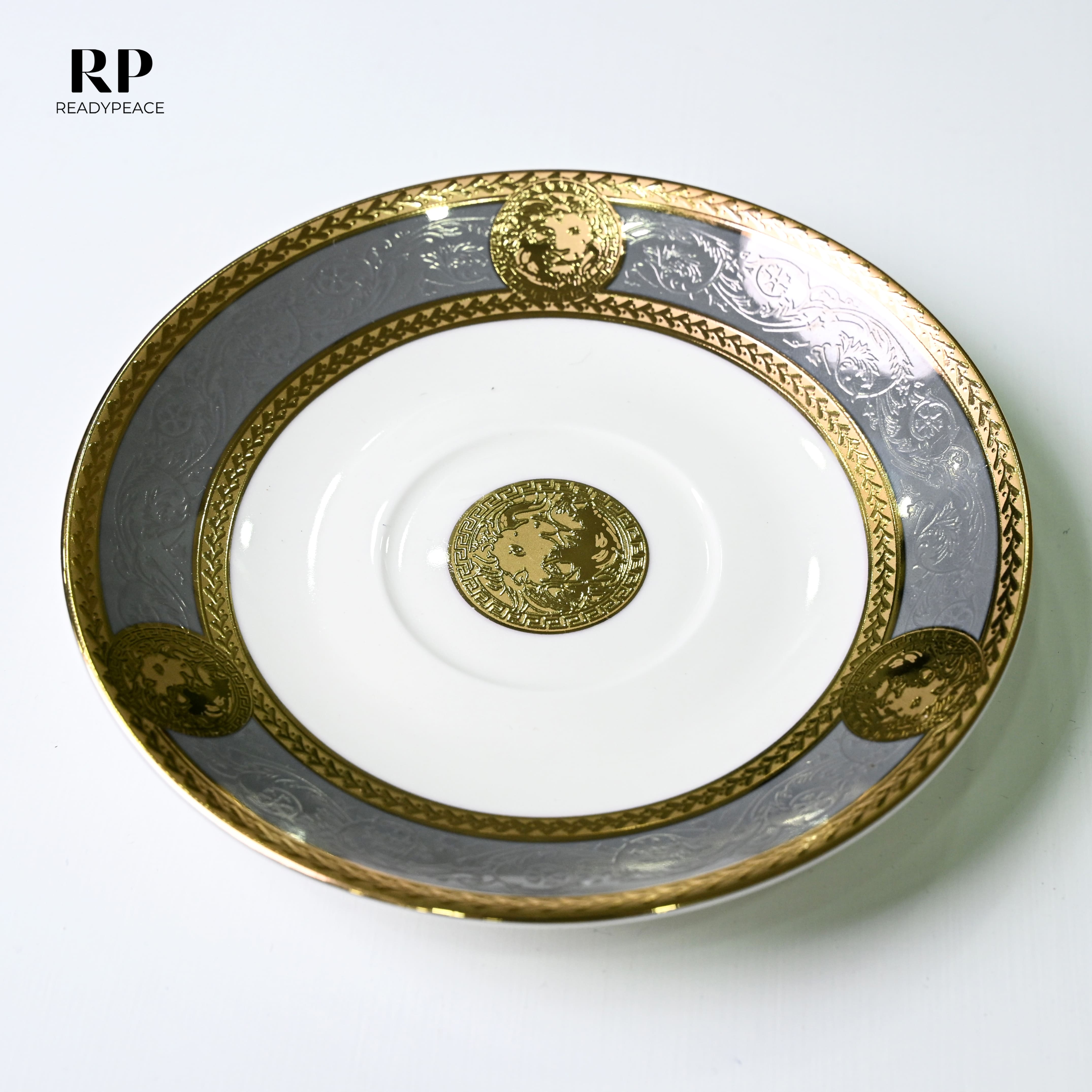 Versus Versace Lion 24K Gold Cup Saucer Set (GREY EDITION)