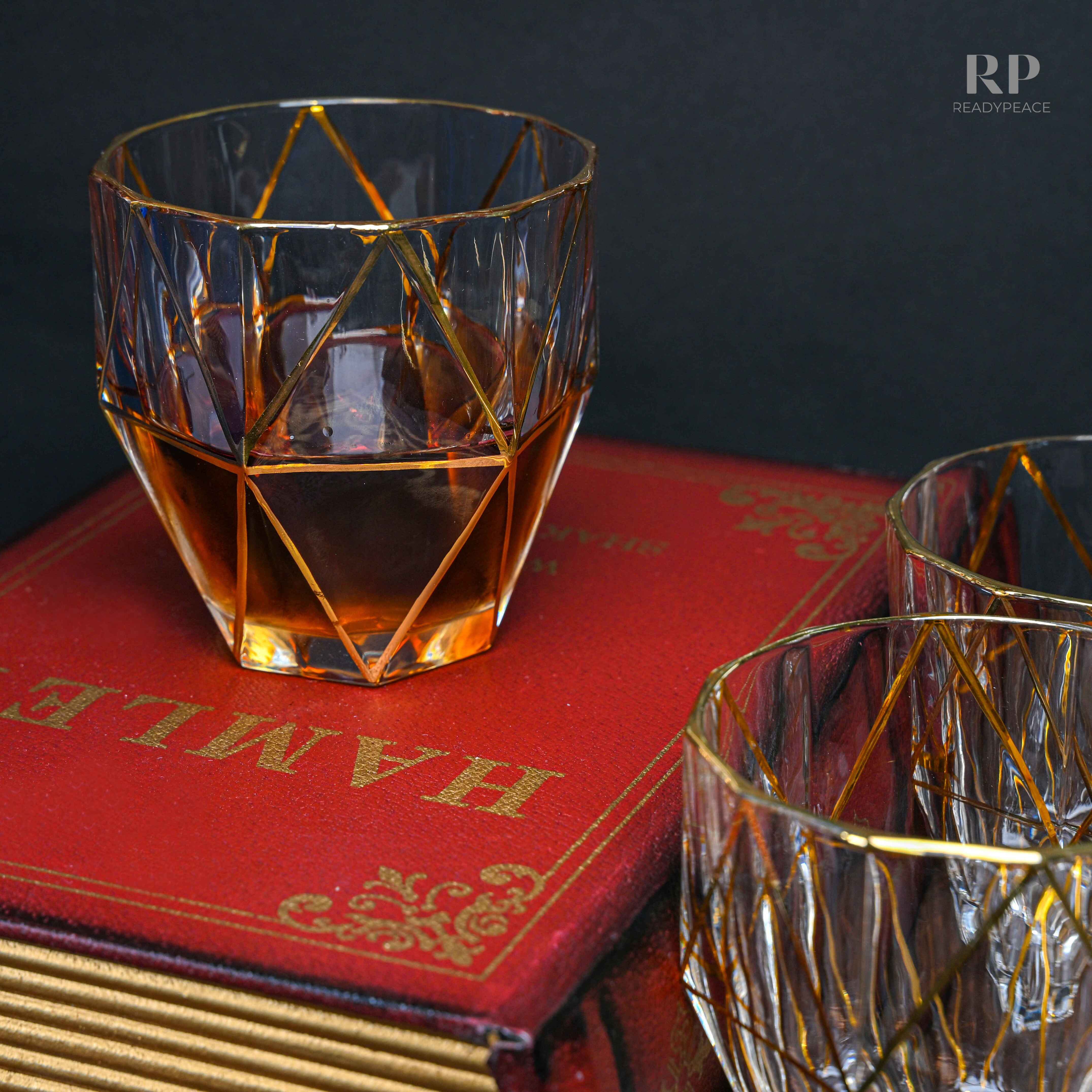 Hawana Bohemian Style Golden Edge Crystal Whiskey Glass