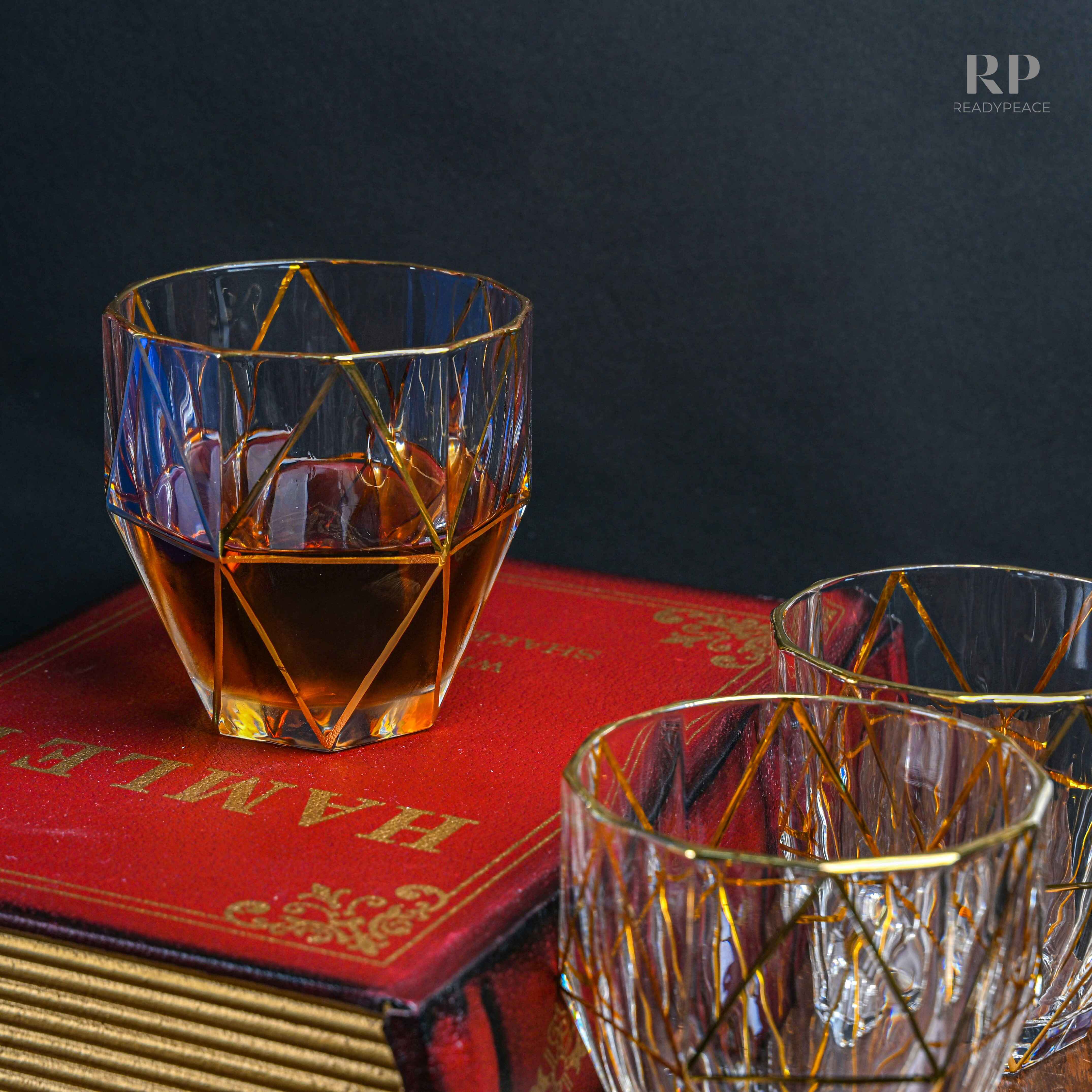 Hawana Bohemian Style Golden Edge Crystal Whiskey Glass