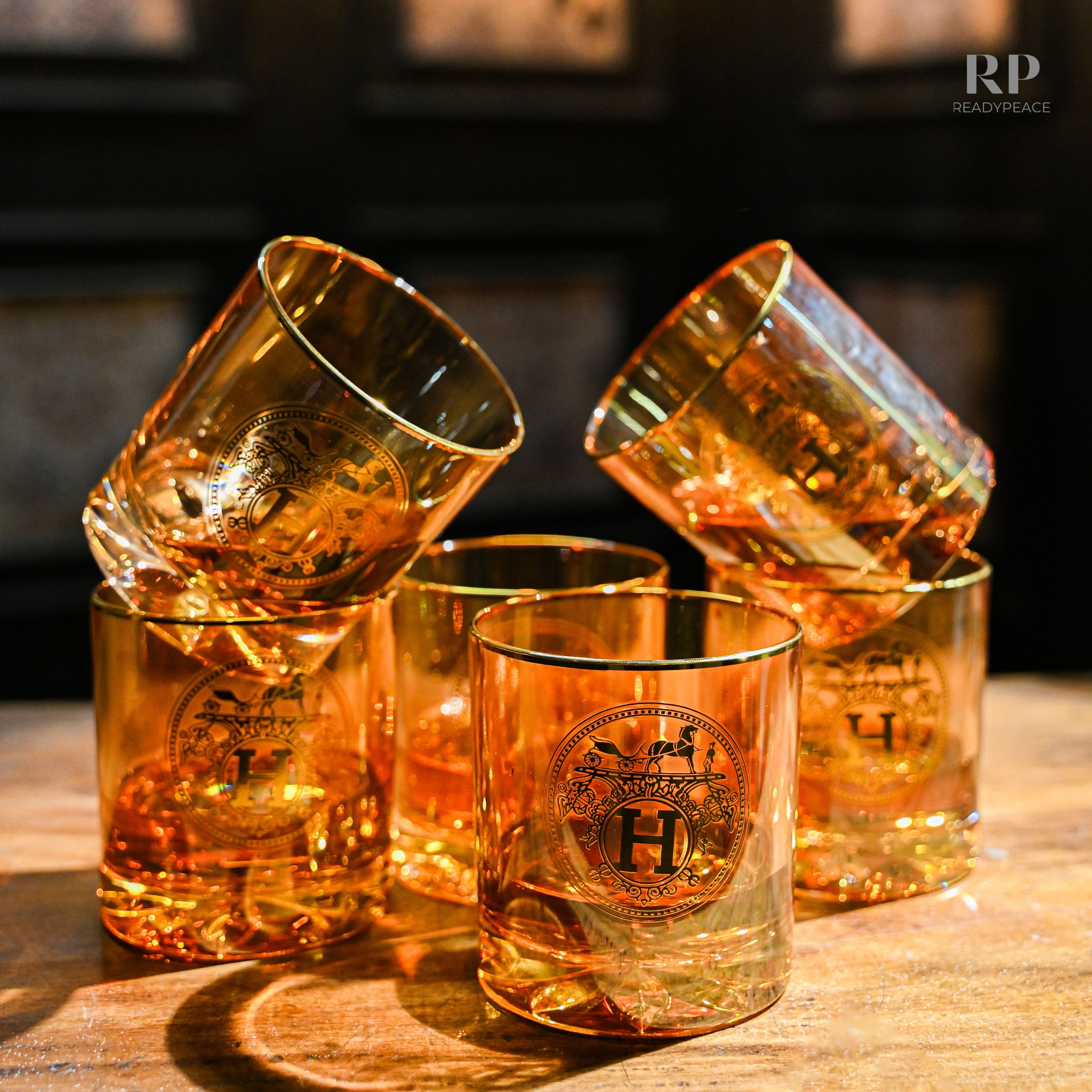 Urban Hermes Gold Plated Pure Crystal Whiskey Glass (Set of 6)