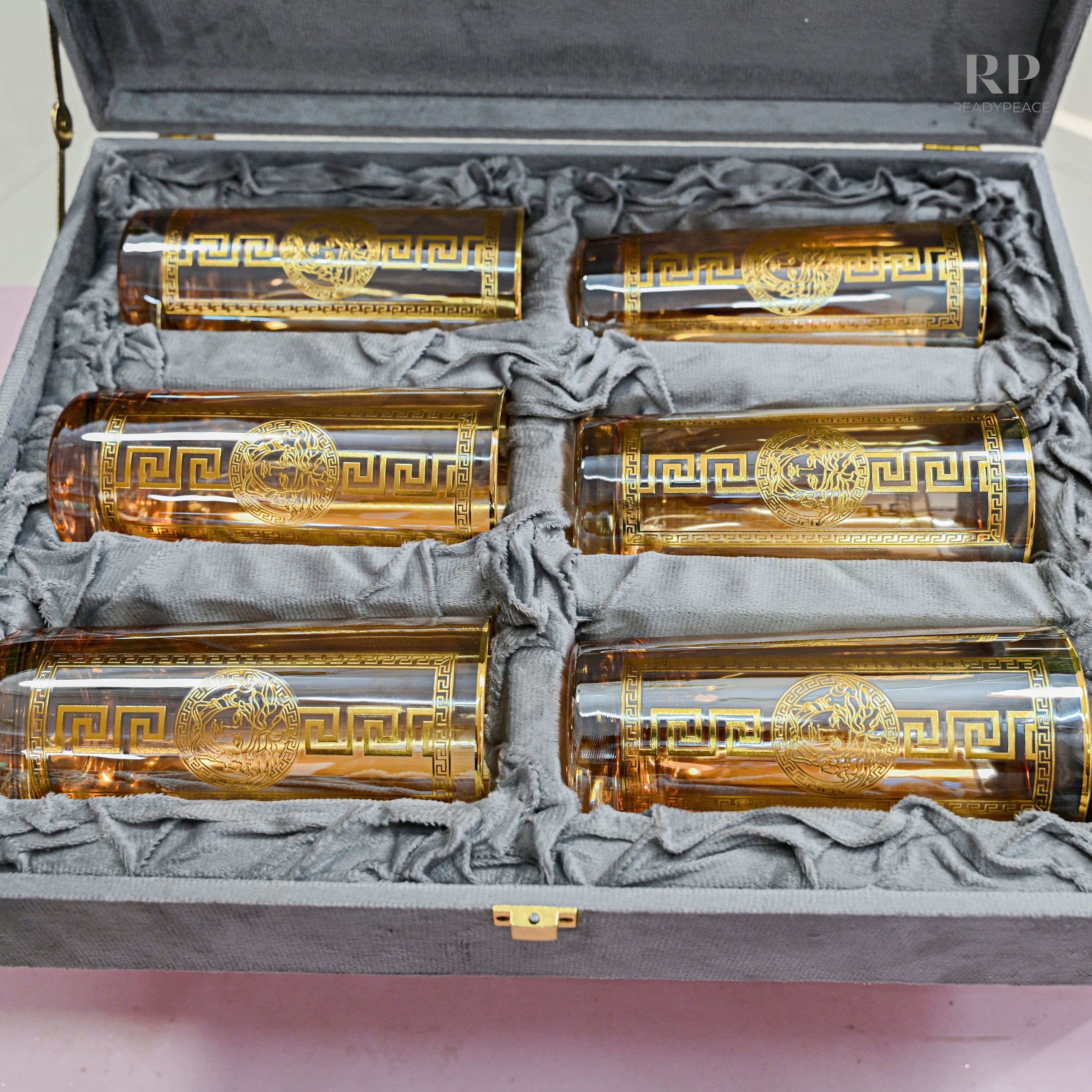 Urban Versace Gold Plated Pure Crystal Tall Glass (Set of 6)