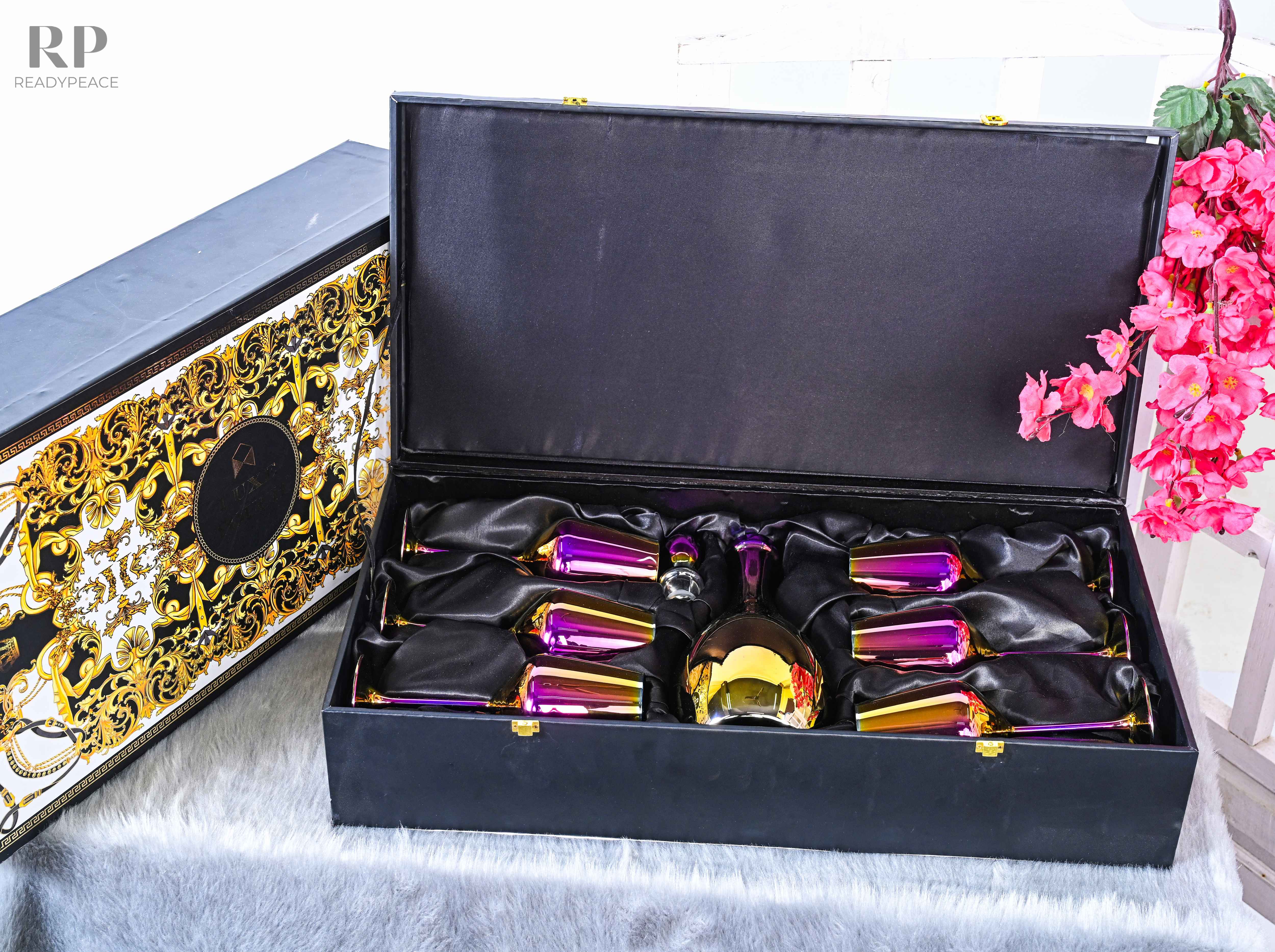 Luxe Touch Turkey Decanter Set with 6 Wine Glasses