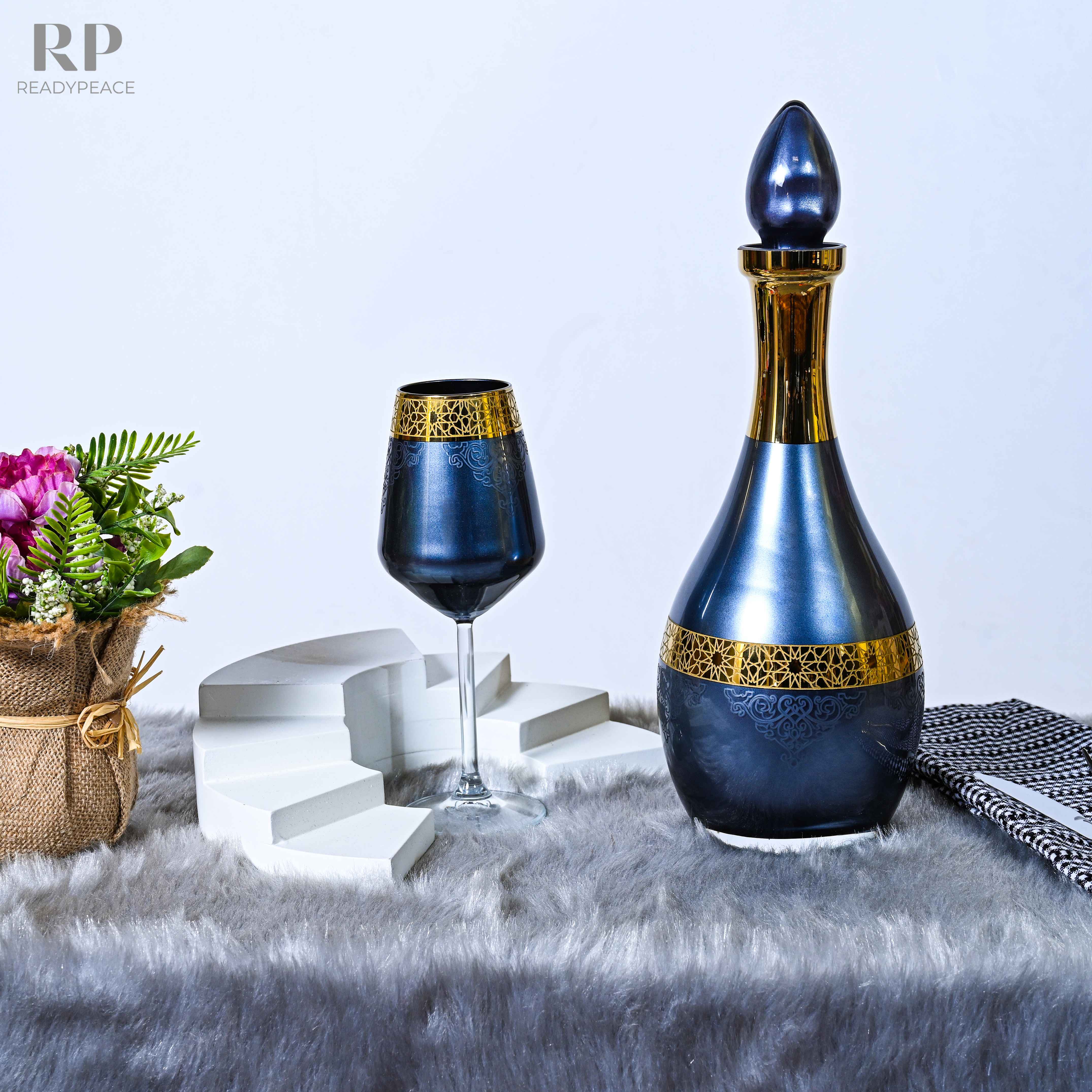 Luxe Touch Turkey Decanter Set with 6 Wine Glasses