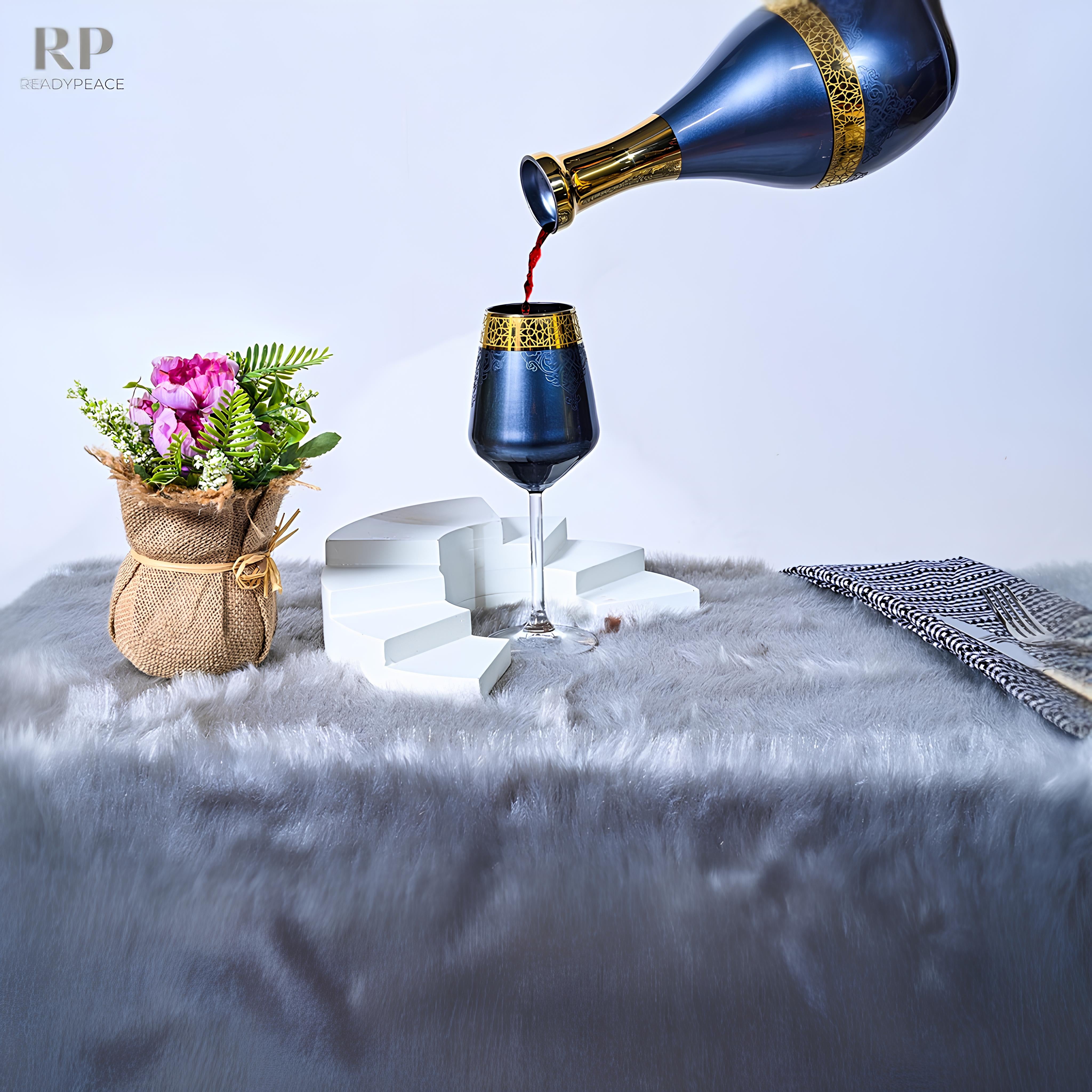 Luxe Touch Turkey Decanter Set with 6 Wine Glasses