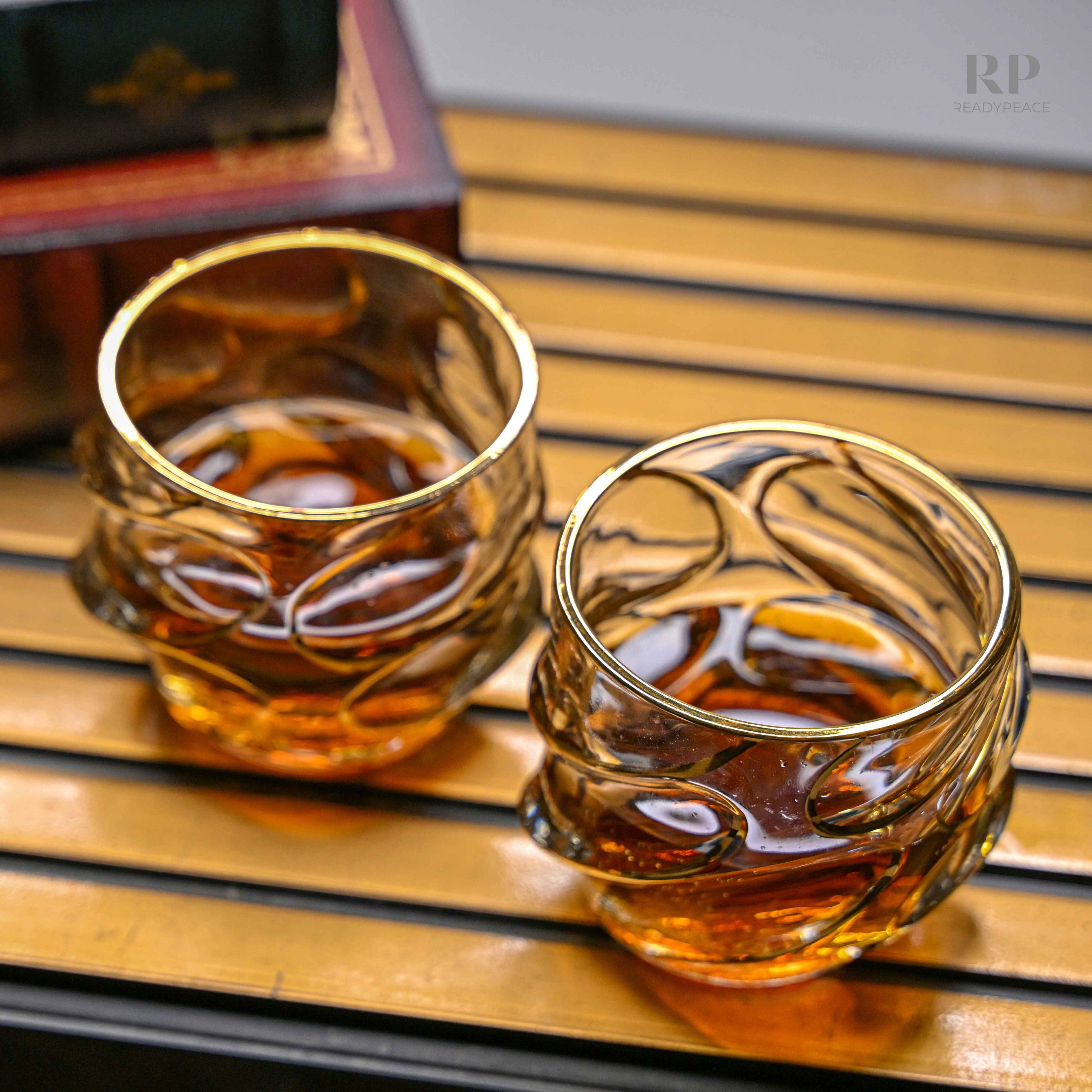 Calypso Bohemian Style Golden Edge Crystal Whiskey Glass