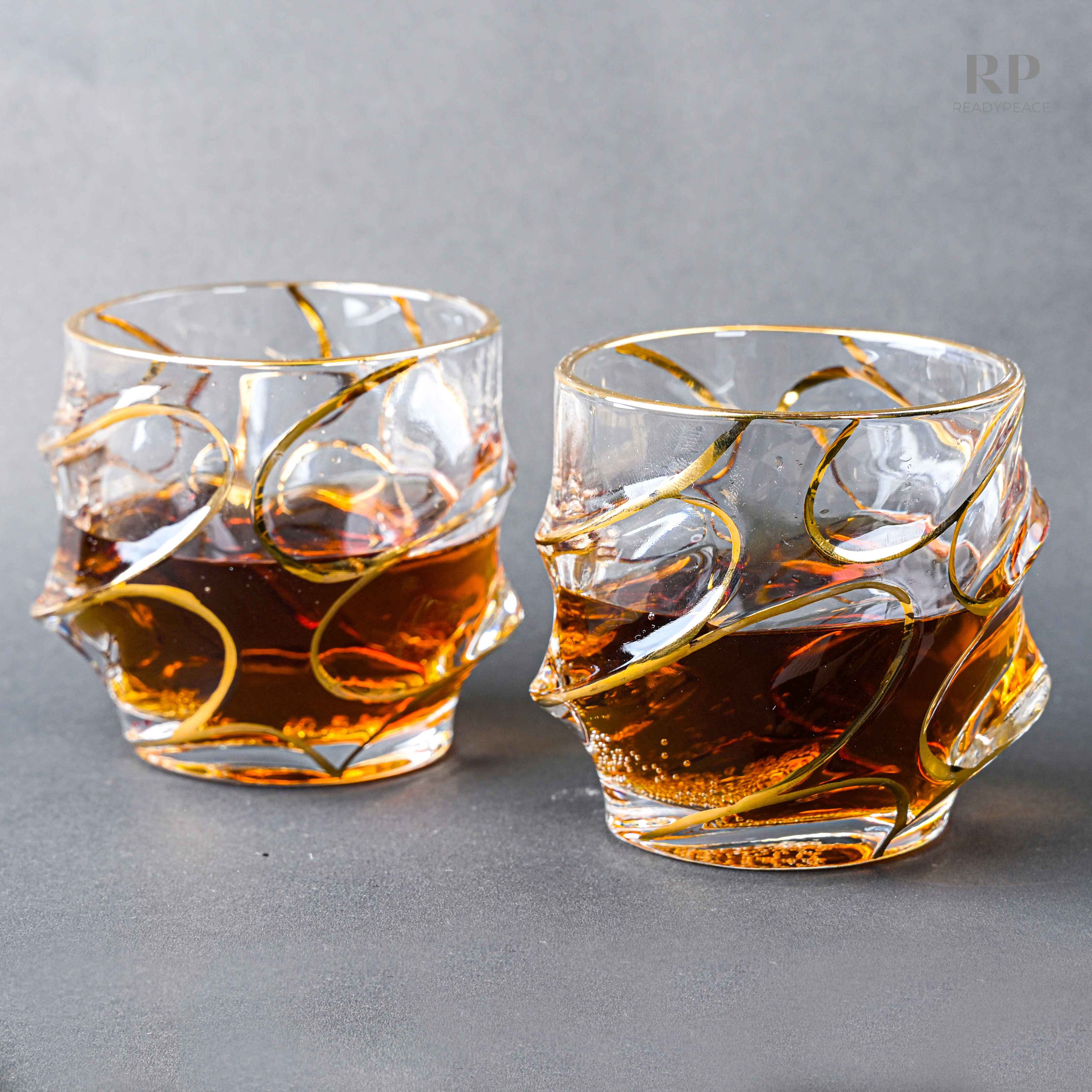 Calypso Bohemian Style Golden Edge Crystal Whiskey Glass