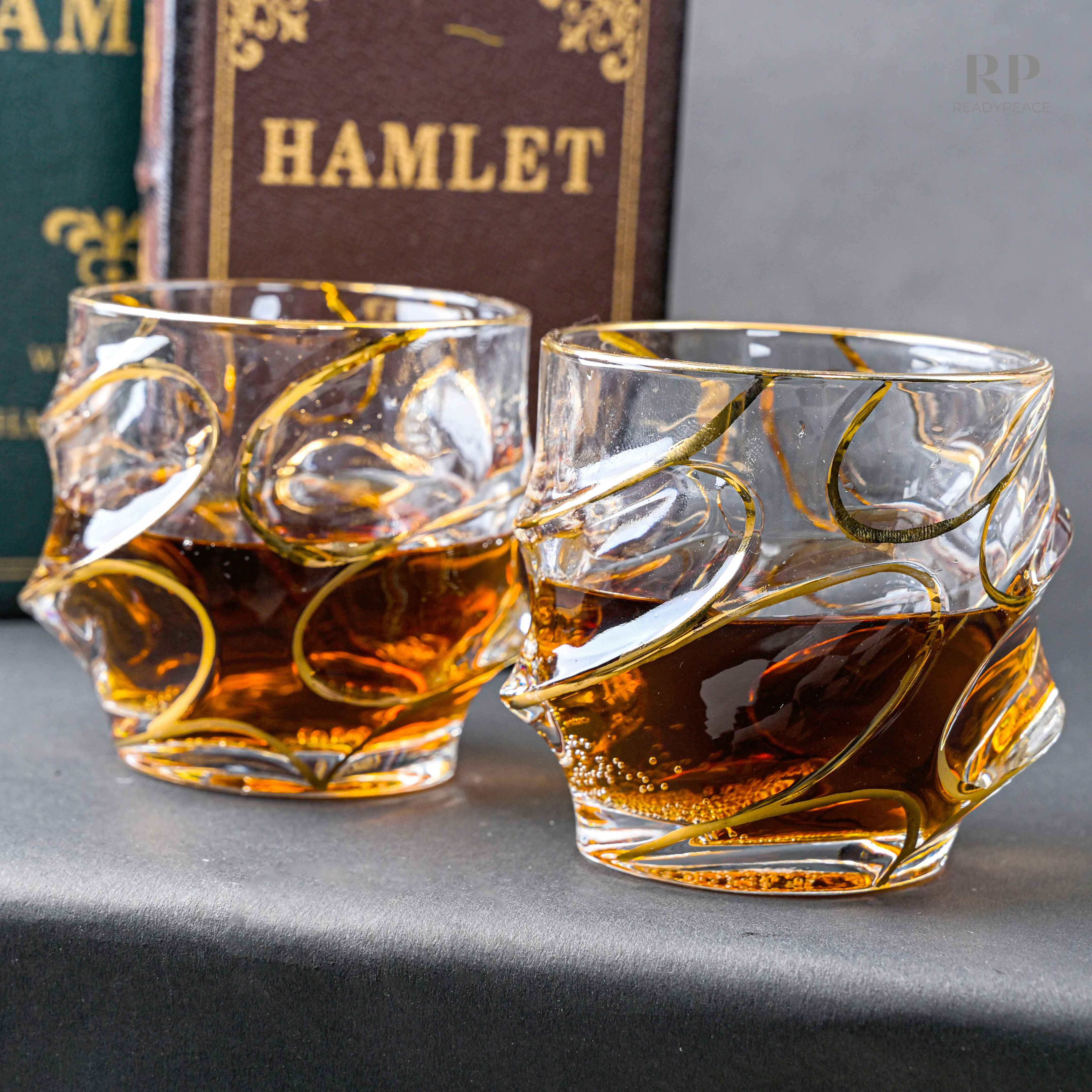 Calypso Bohemian Style Golden Edge Crystal Whiskey Glass