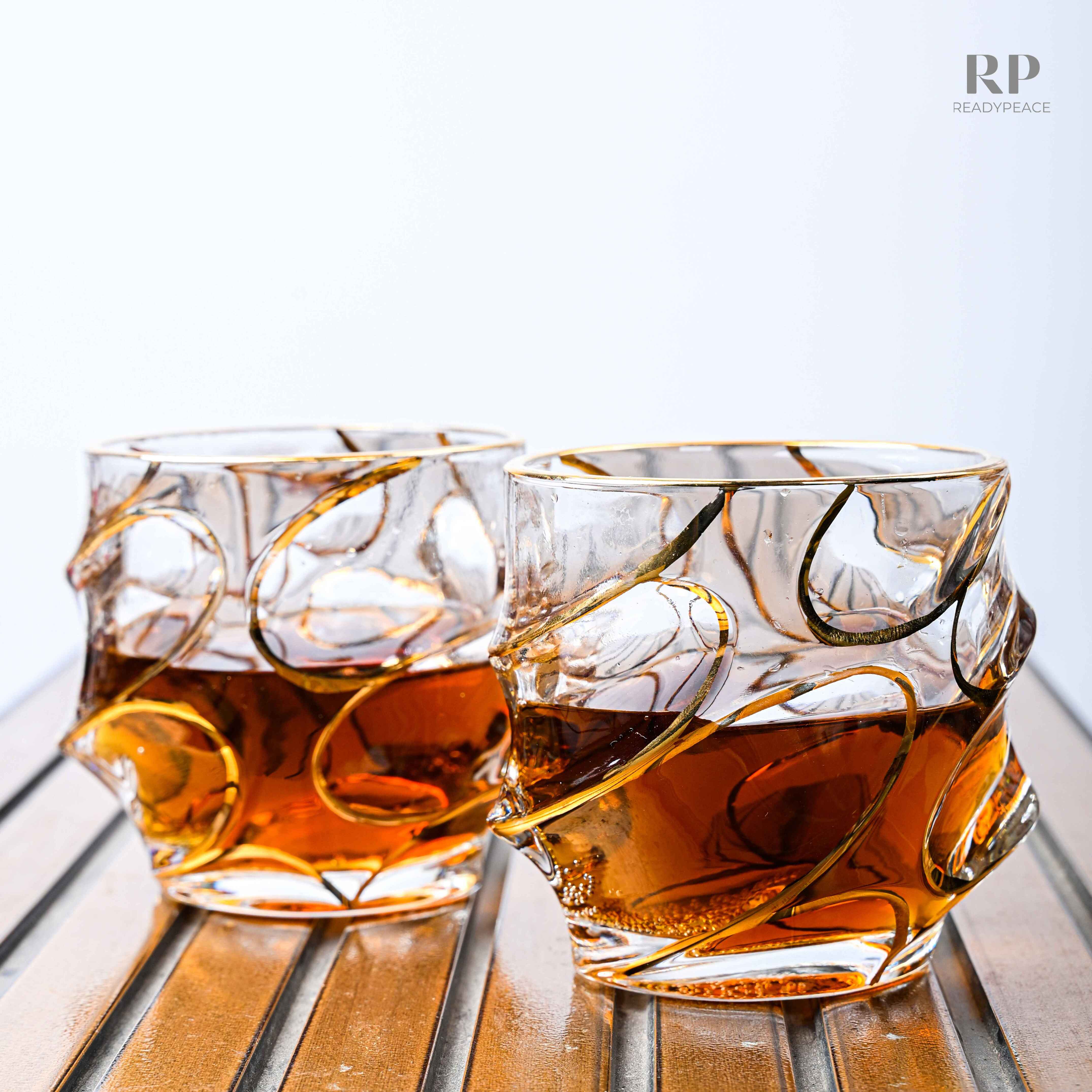 Calypso Bohemian Style Golden Edge Crystal Whiskey Glass