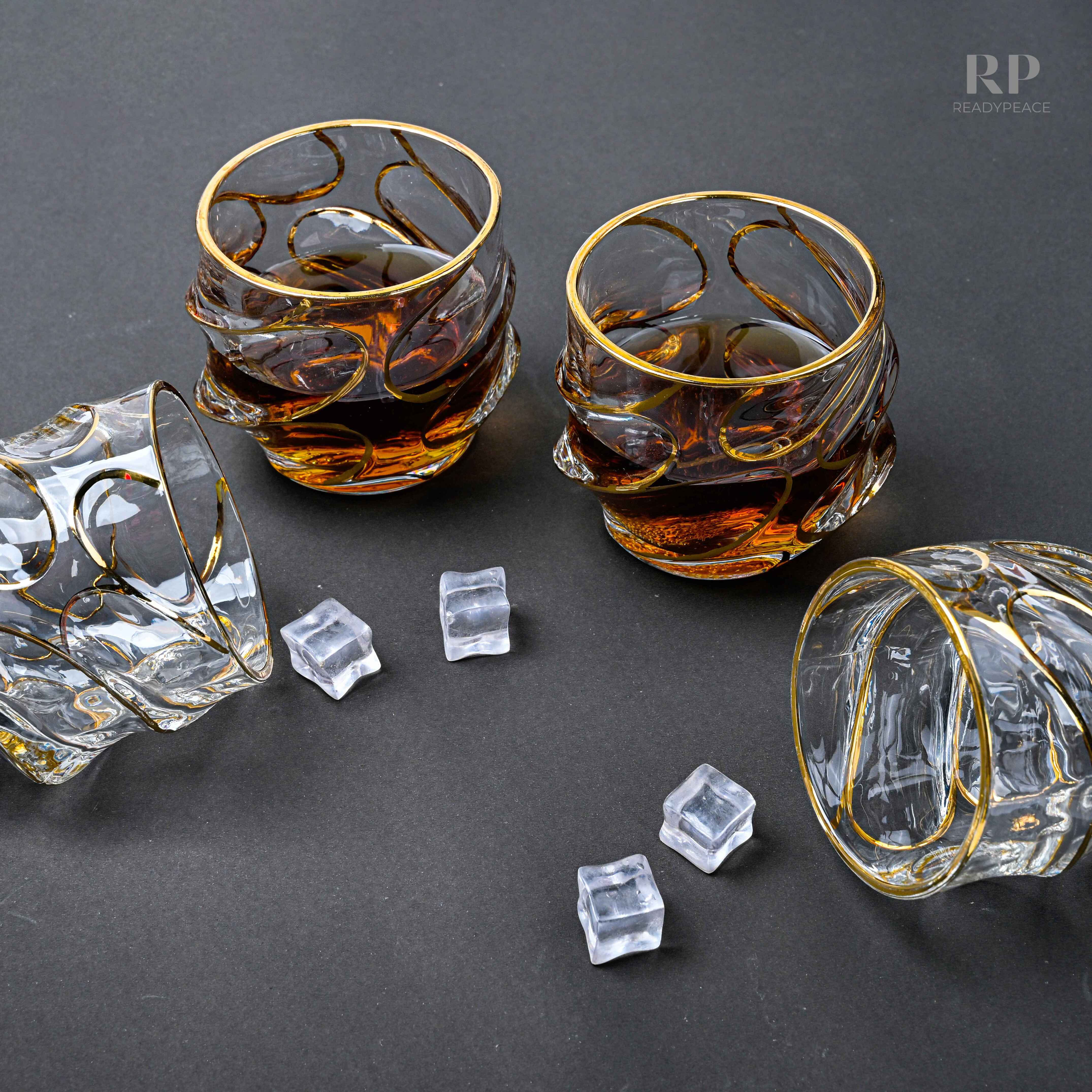 Calypso Bohemian Style Golden Edge Crystal Whiskey Glass