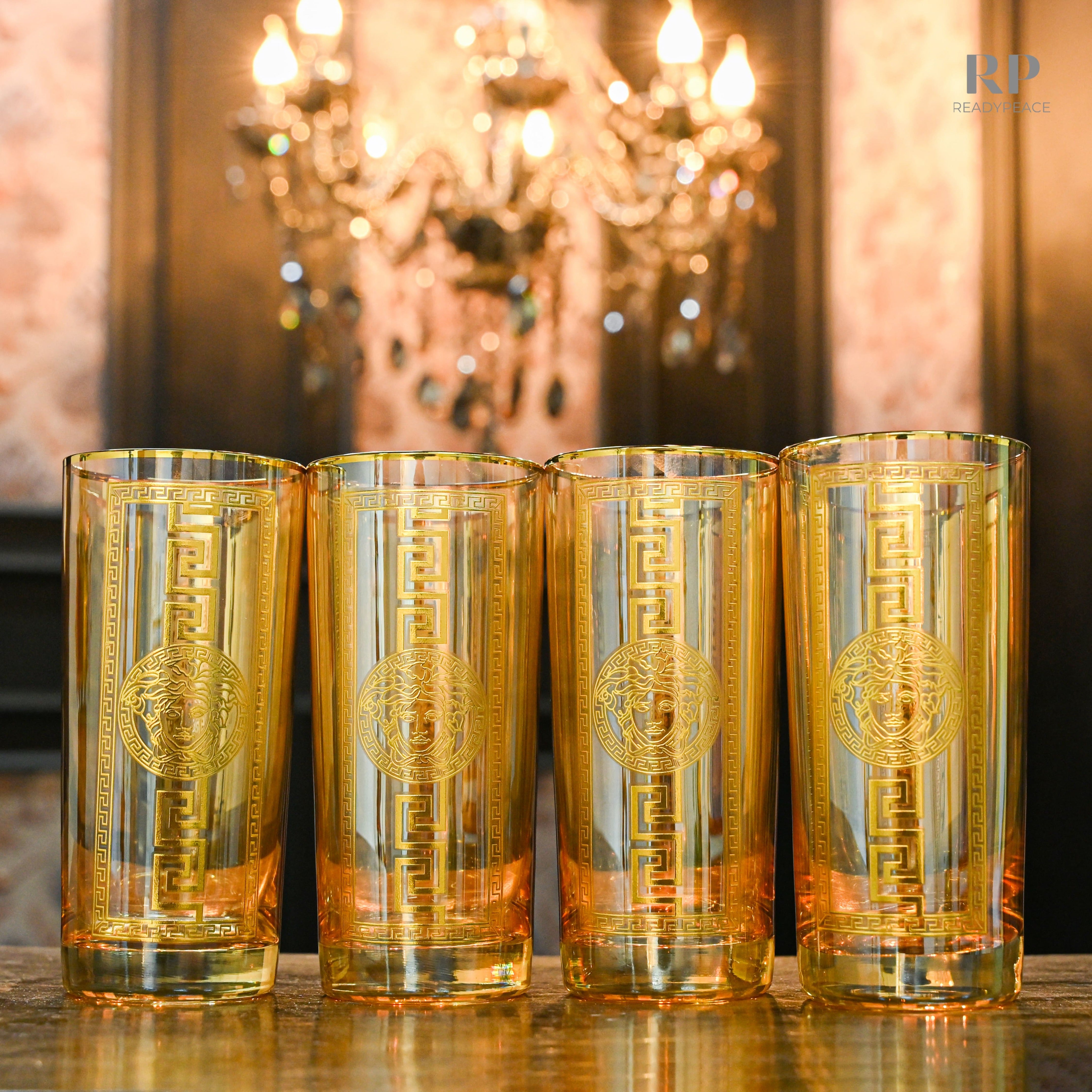 Urban Versace Gold Plated Pure Crystal Tall Glass (Set of 6)