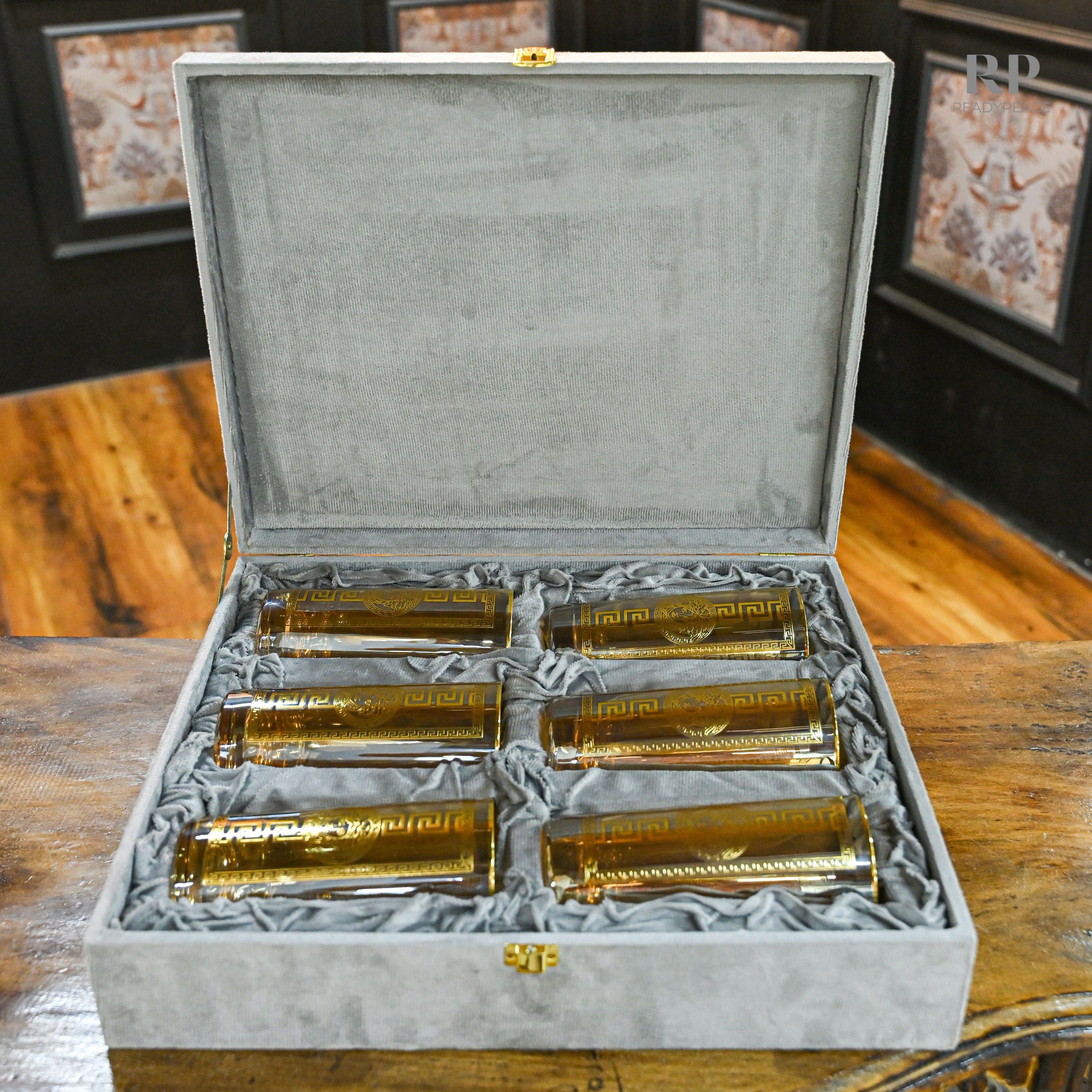Urban Versace Gold Plated Pure Crystal Tall Glass (Set of 6)