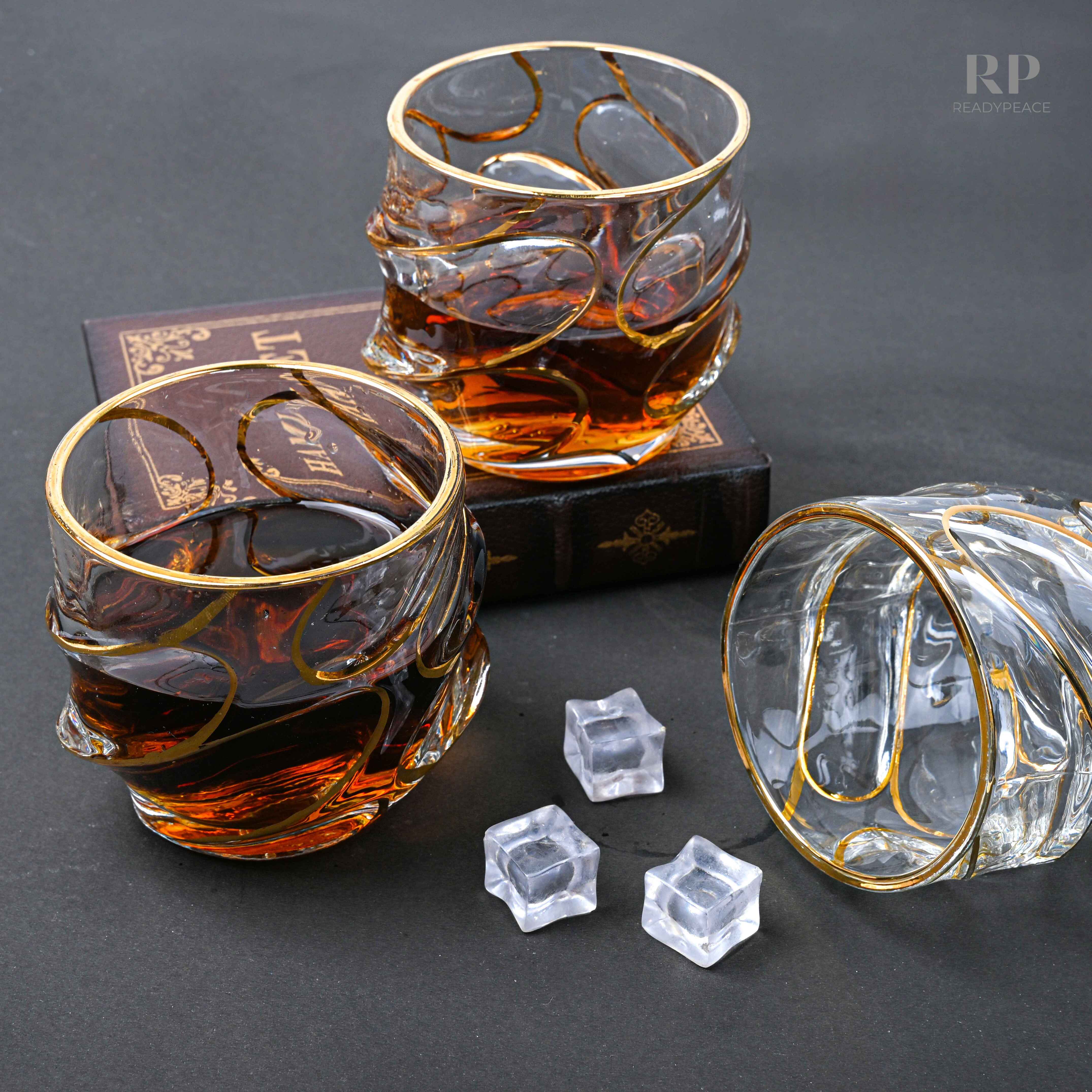 Calypso Bohemian Style Golden Edge Crystal Whiskey Glass