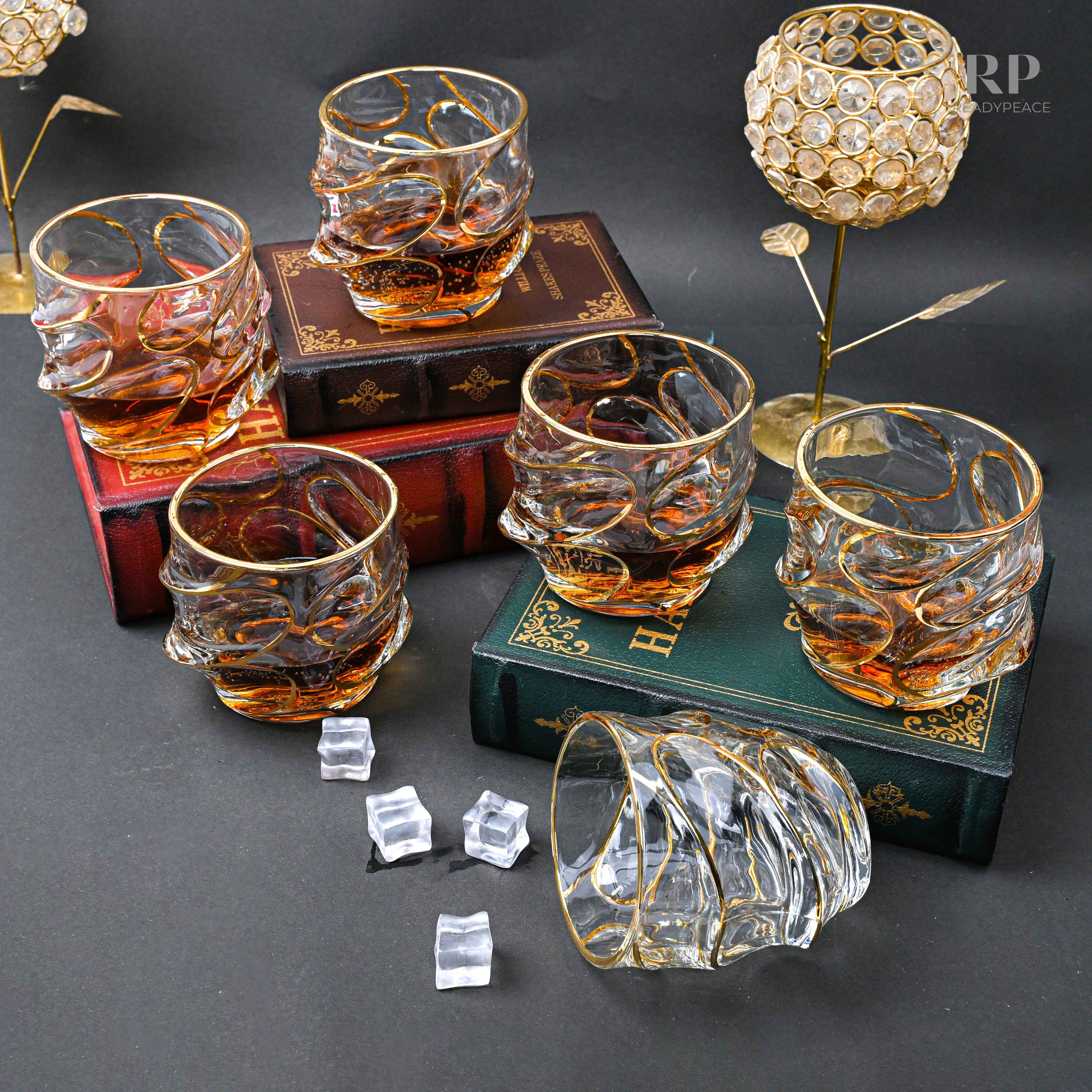 Calypso Bohemian Style Golden Edge Crystal Whiskey Glass