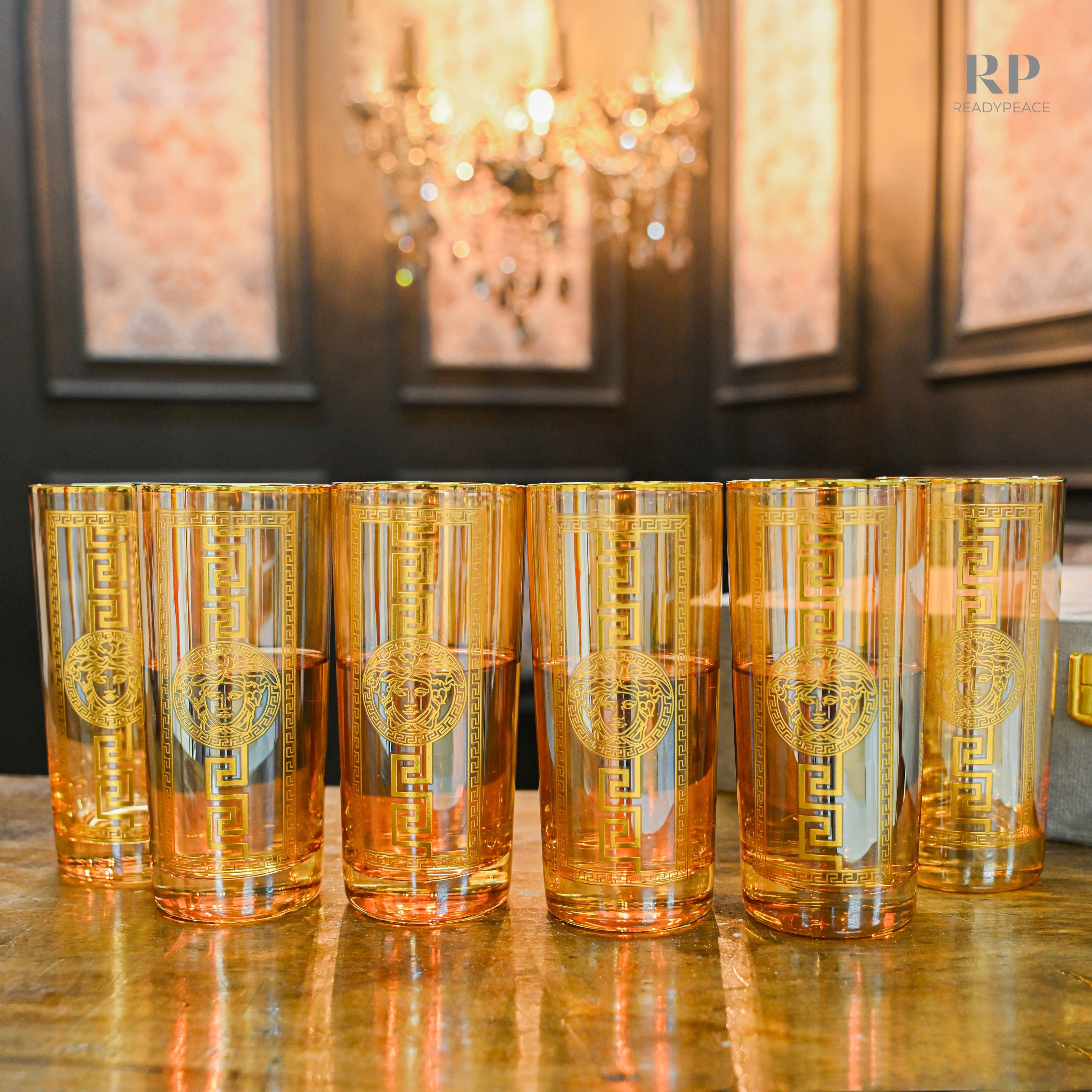 Urban Versace Gold Plated Pure Crystal Tall Glass (Set of 6)