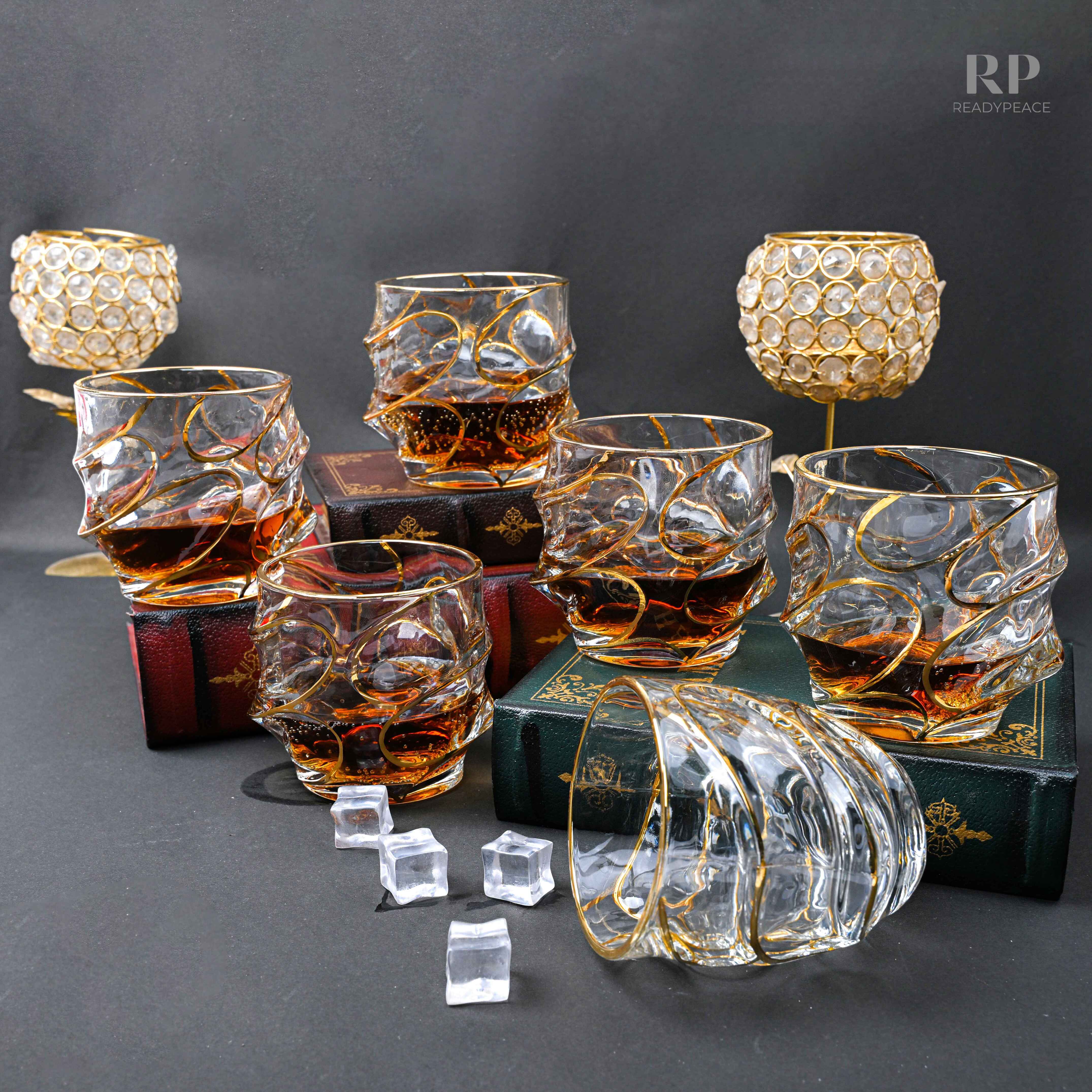 Calypso Bohemian Style Golden Edge Crystal Whiskey Glass