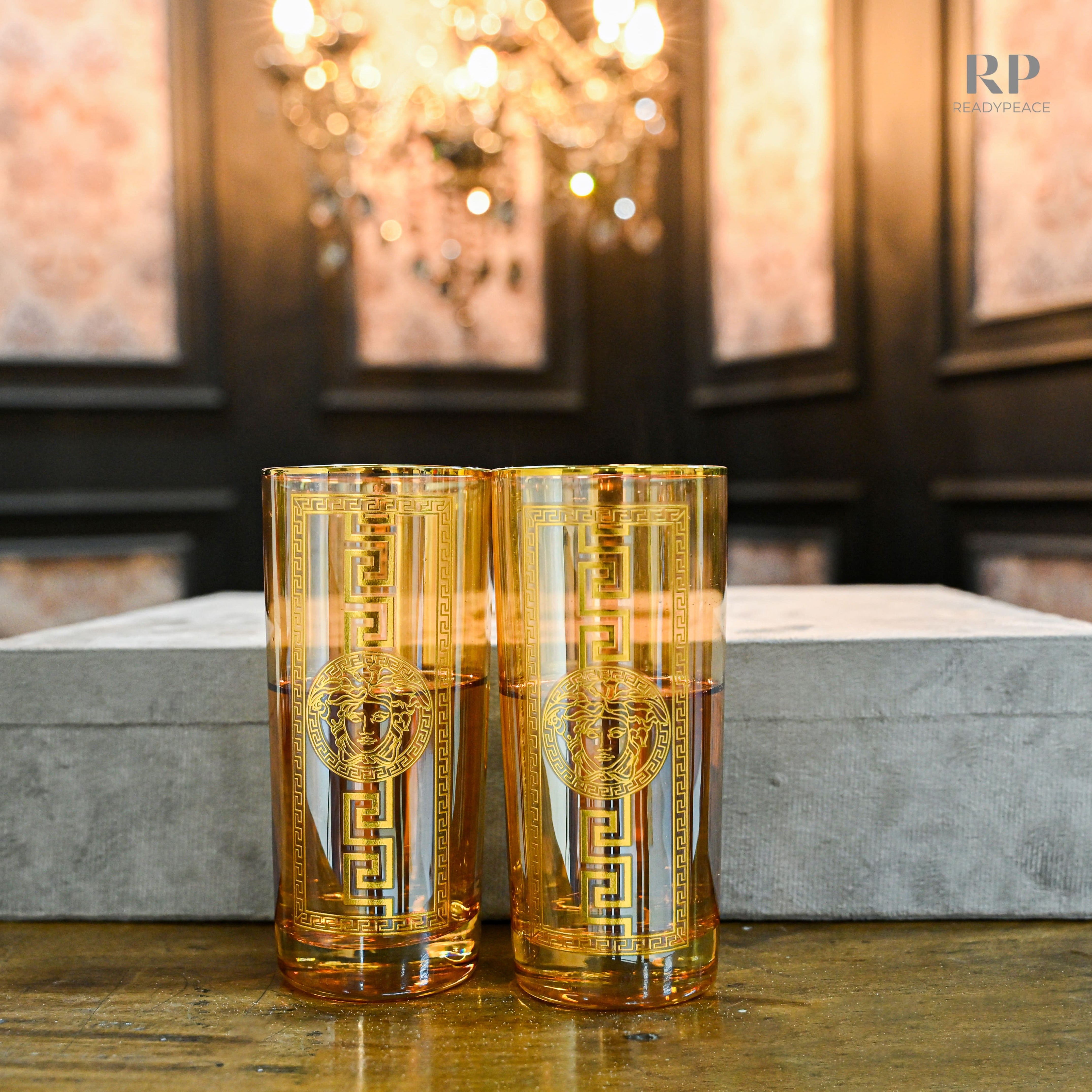 Urban Versace Gold Plated Pure Crystal Tall Glass (Set of 6)