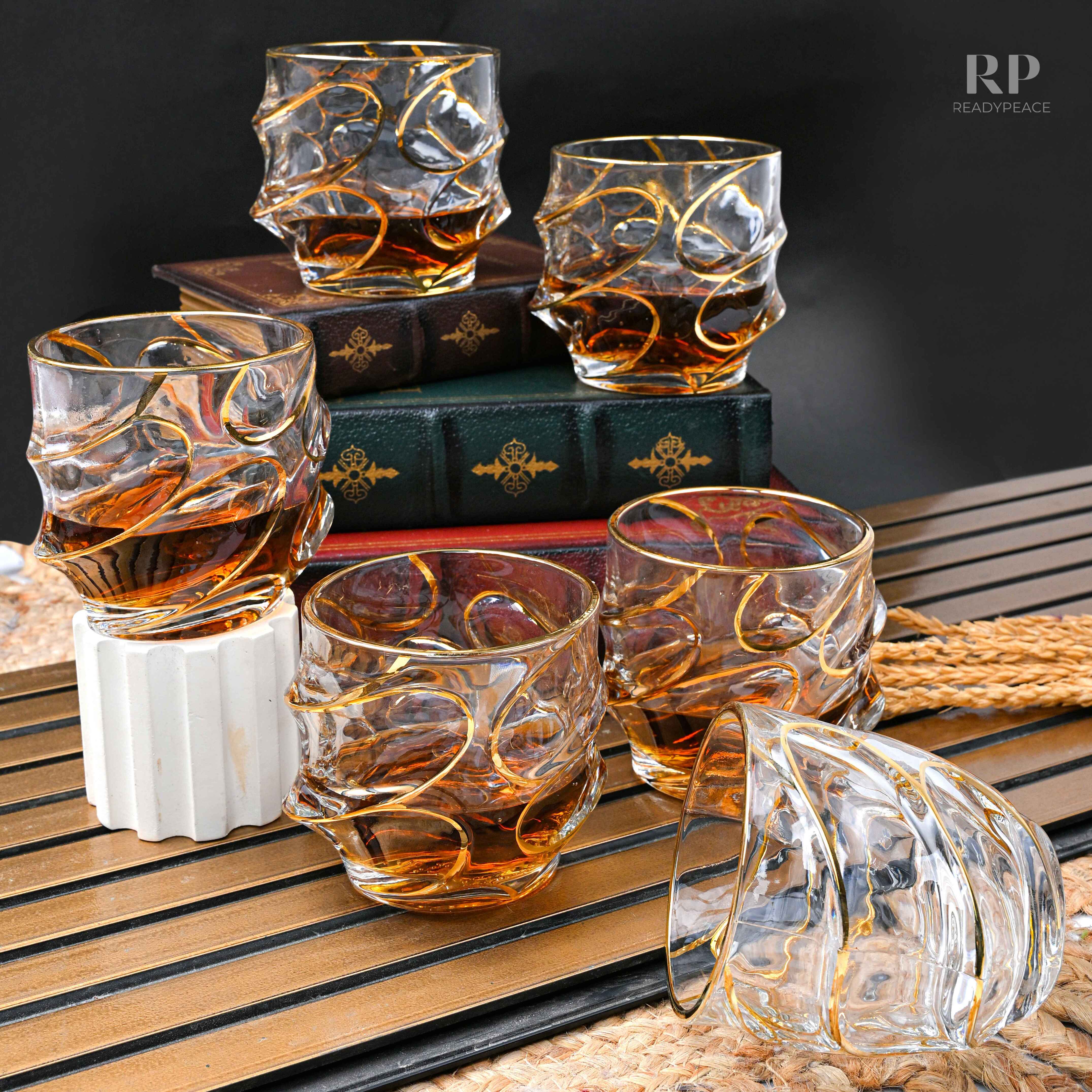 Calypso Bohemian Style Golden Edge Crystal Whiskey Glass