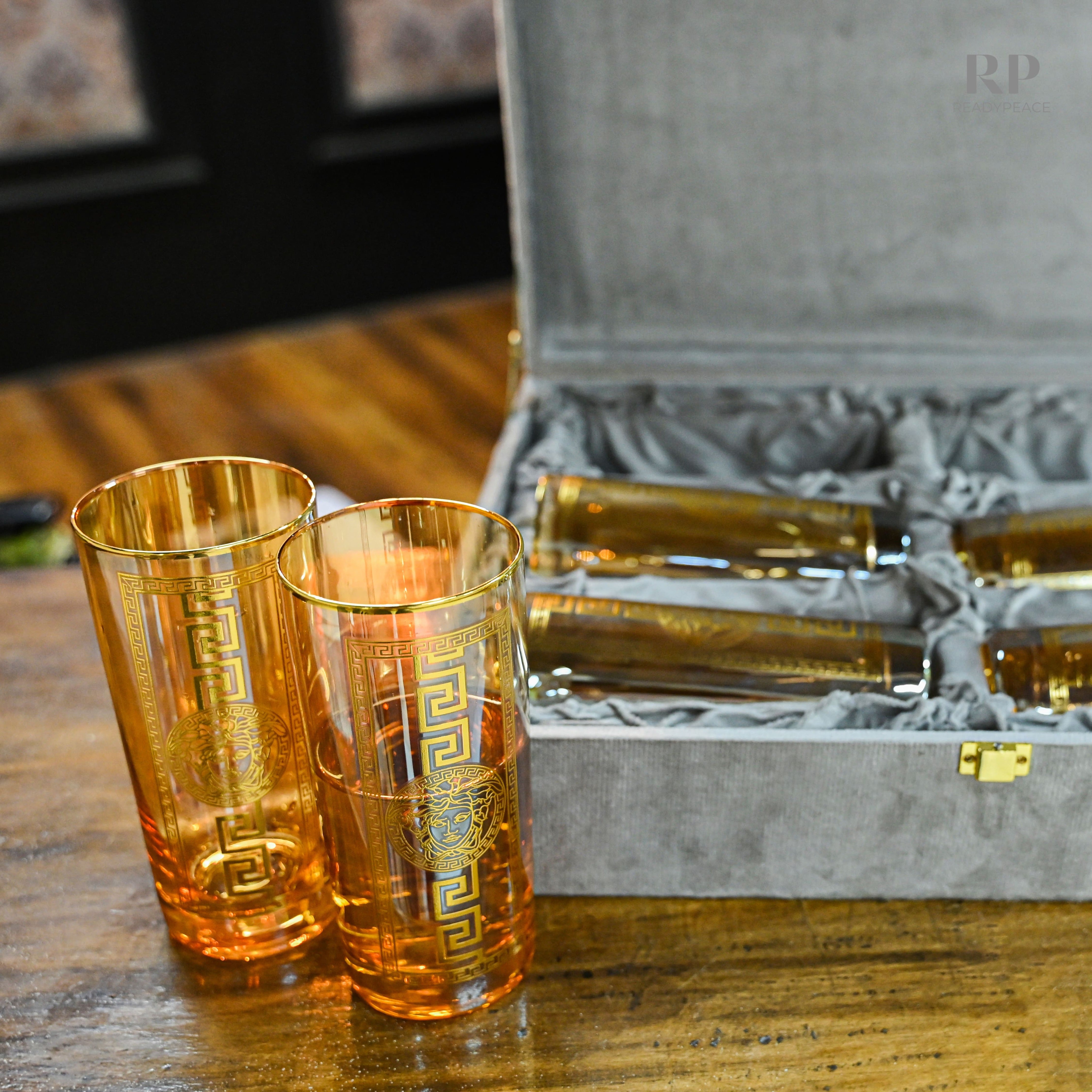 Urban Versace Gold Plated Pure Crystal Tall Glass (Set of 6)