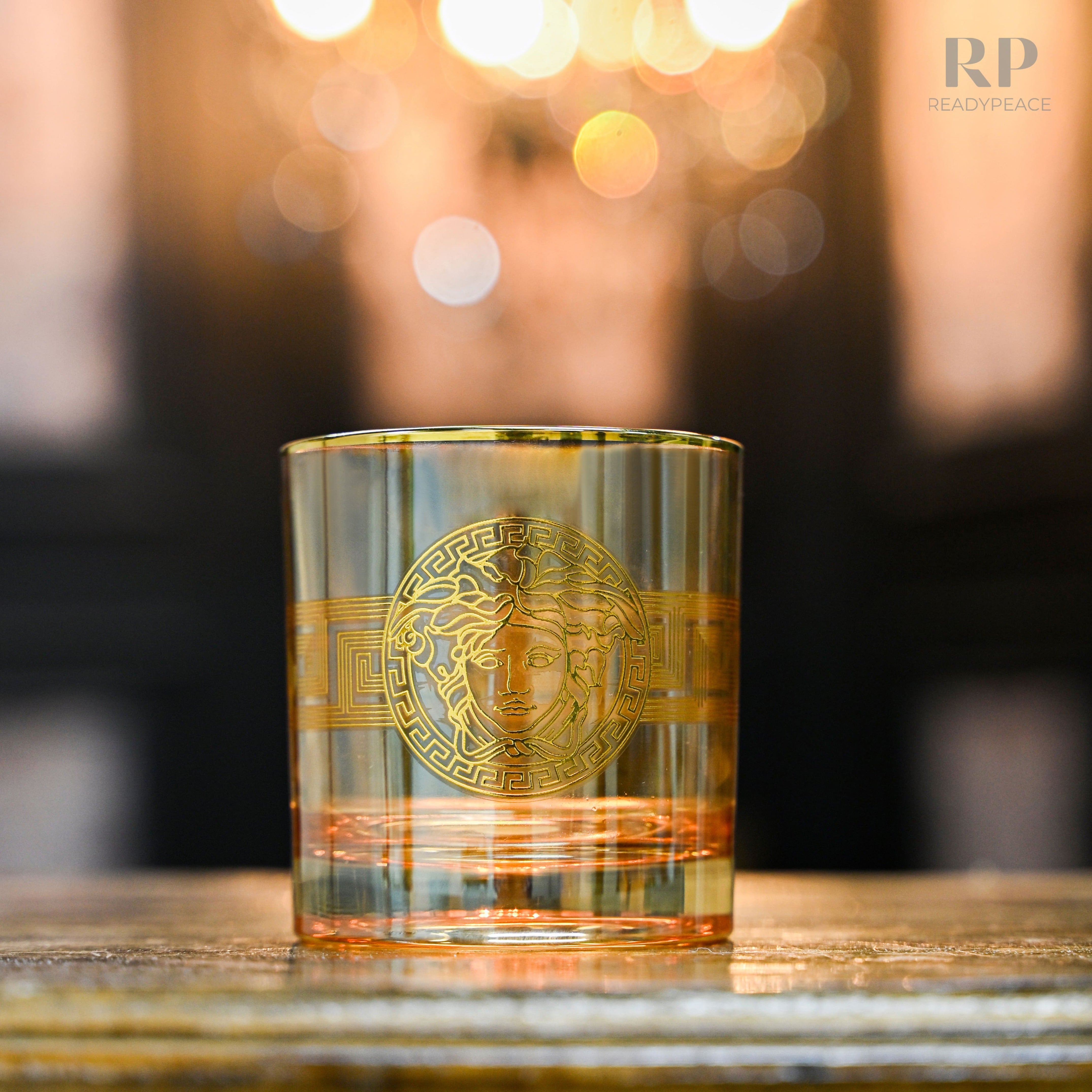 Urban Versace Gold Plated Pure Crystal Decanter Set with 6 Glasses