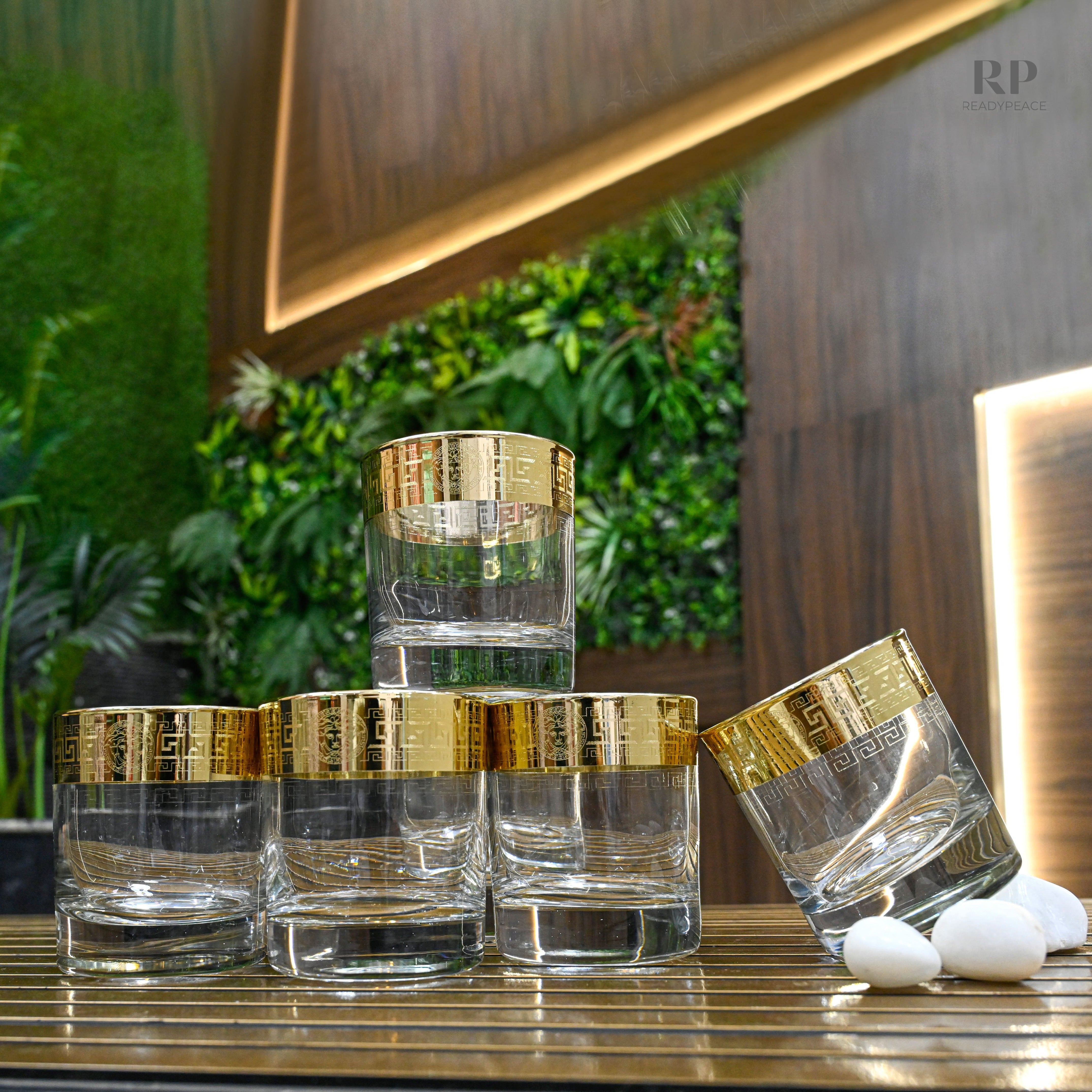 Cameo Gold Plated Crystal Glasses (Set of 6)