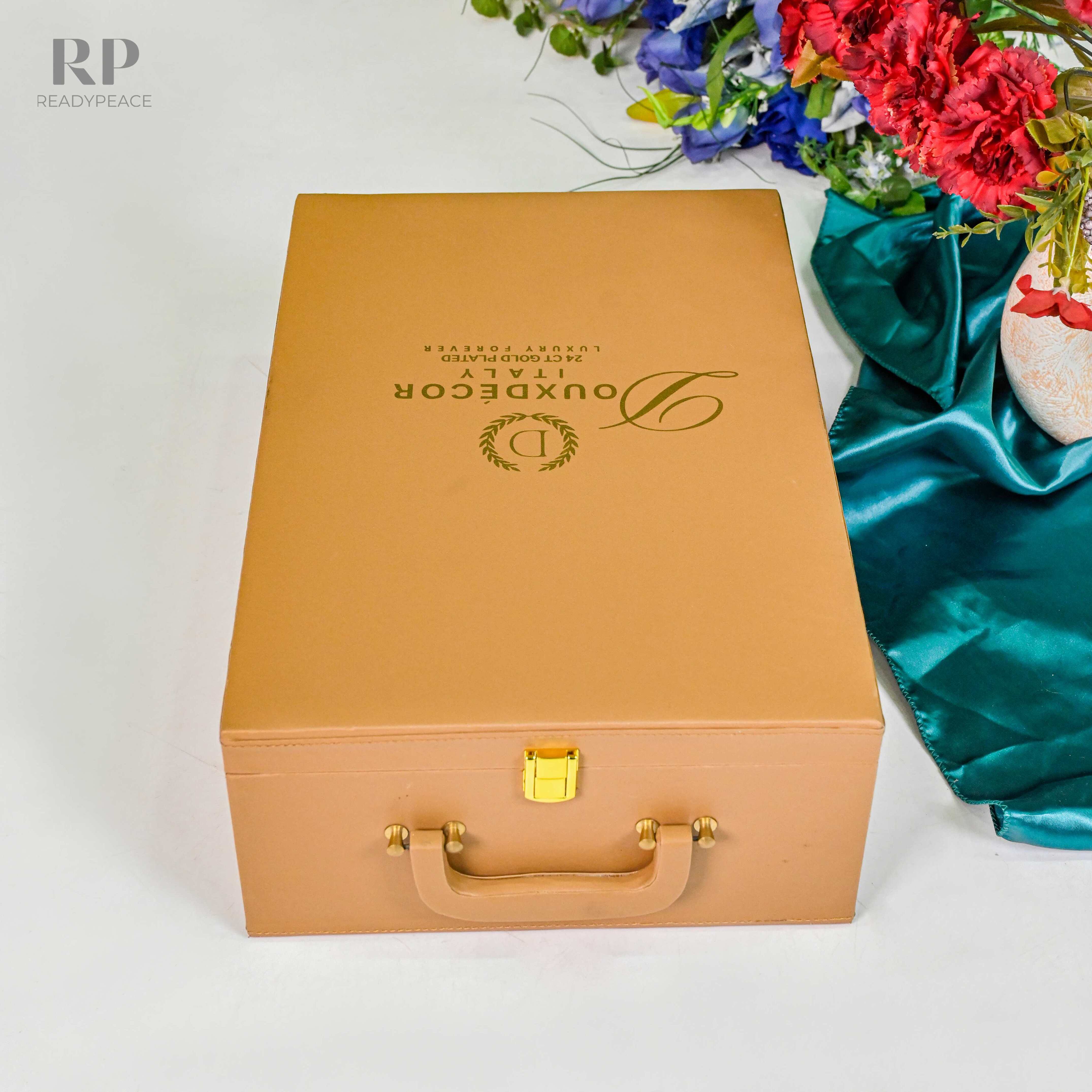 Imperio Versace Gold Plated 4-Section Serving Set with Running Horses & Lid