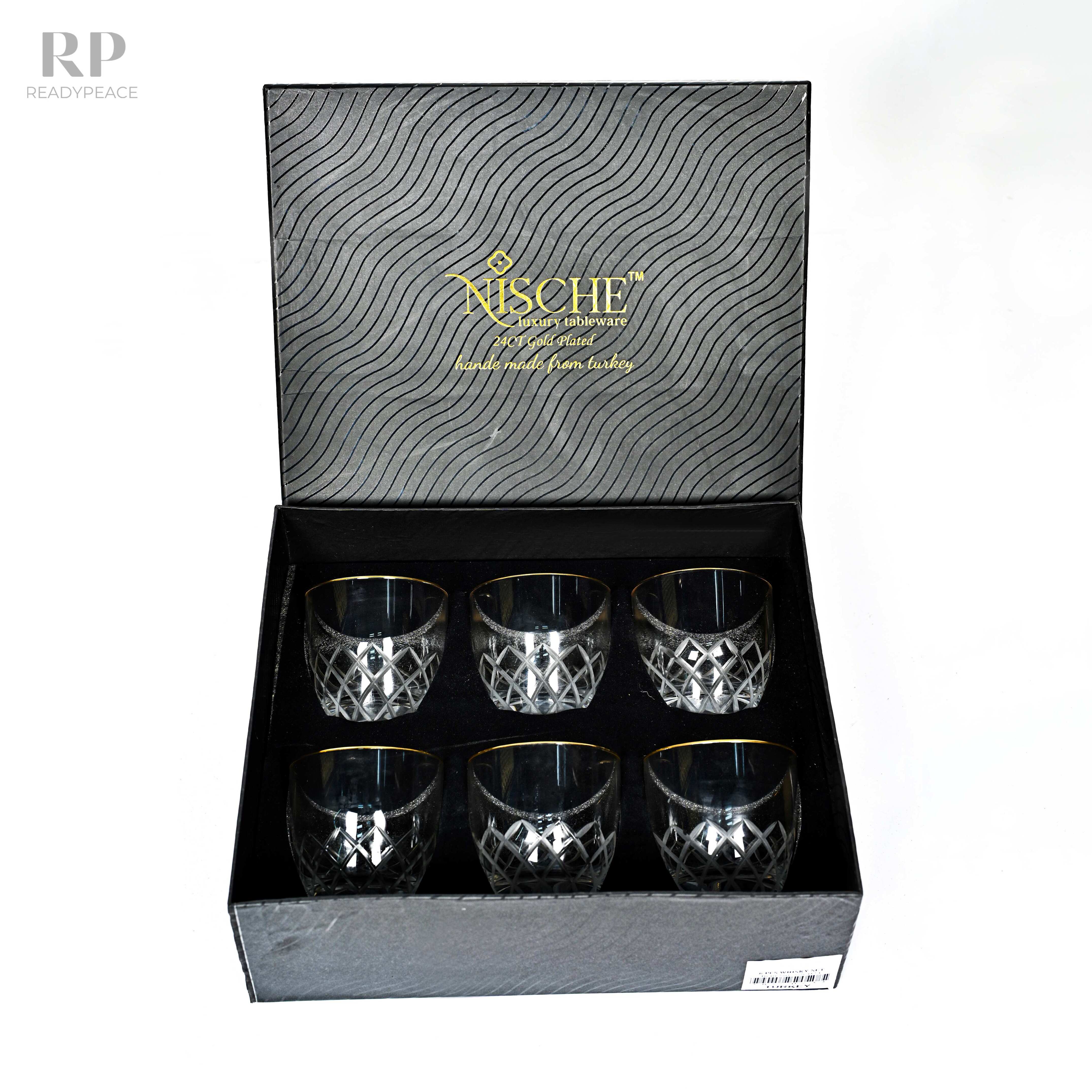 Nexus Crystal Gold Rim Whiskey Glass (Set of 6)