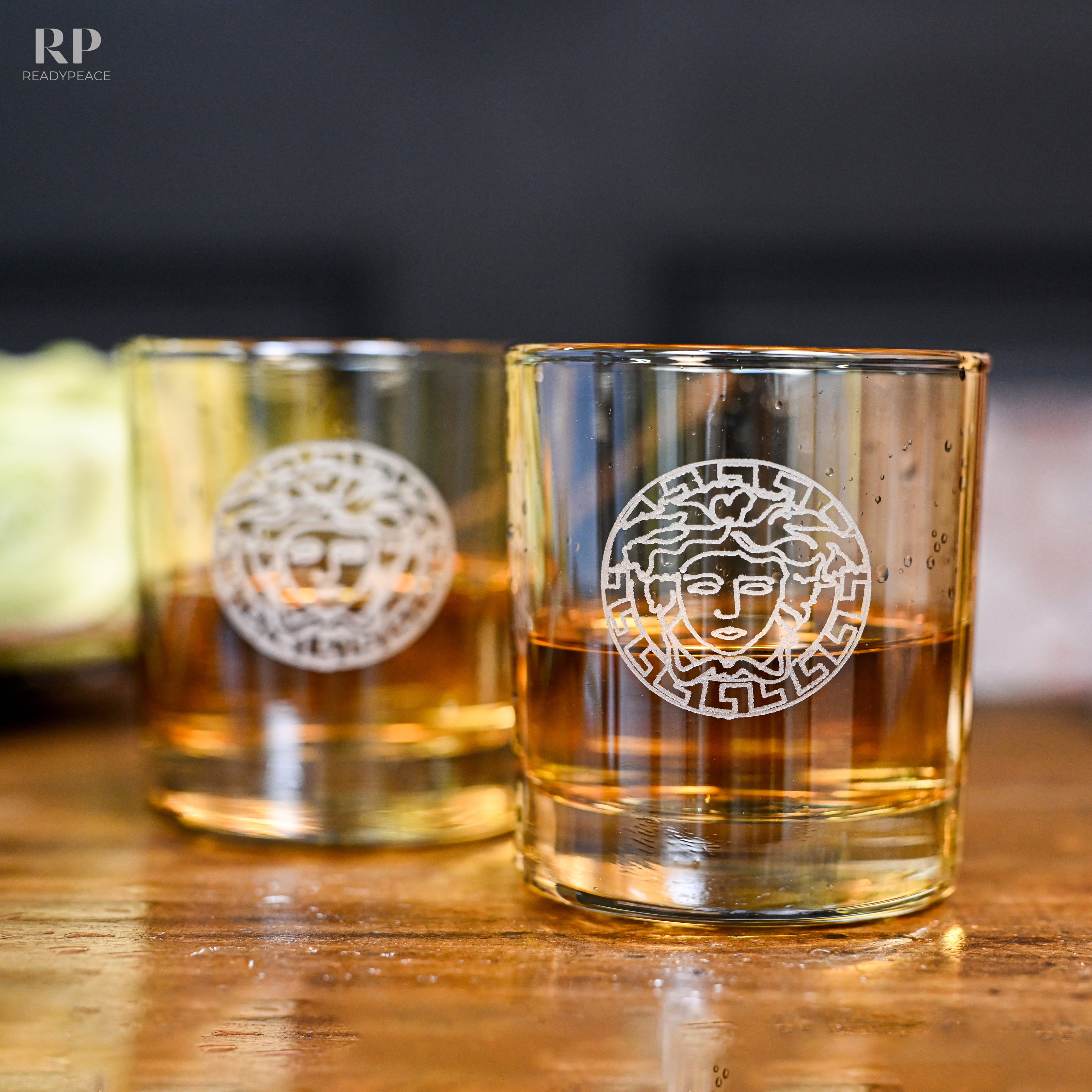 Elite Rock Versace Crystal Whiskey Glasses - Set of 6 (Amber)