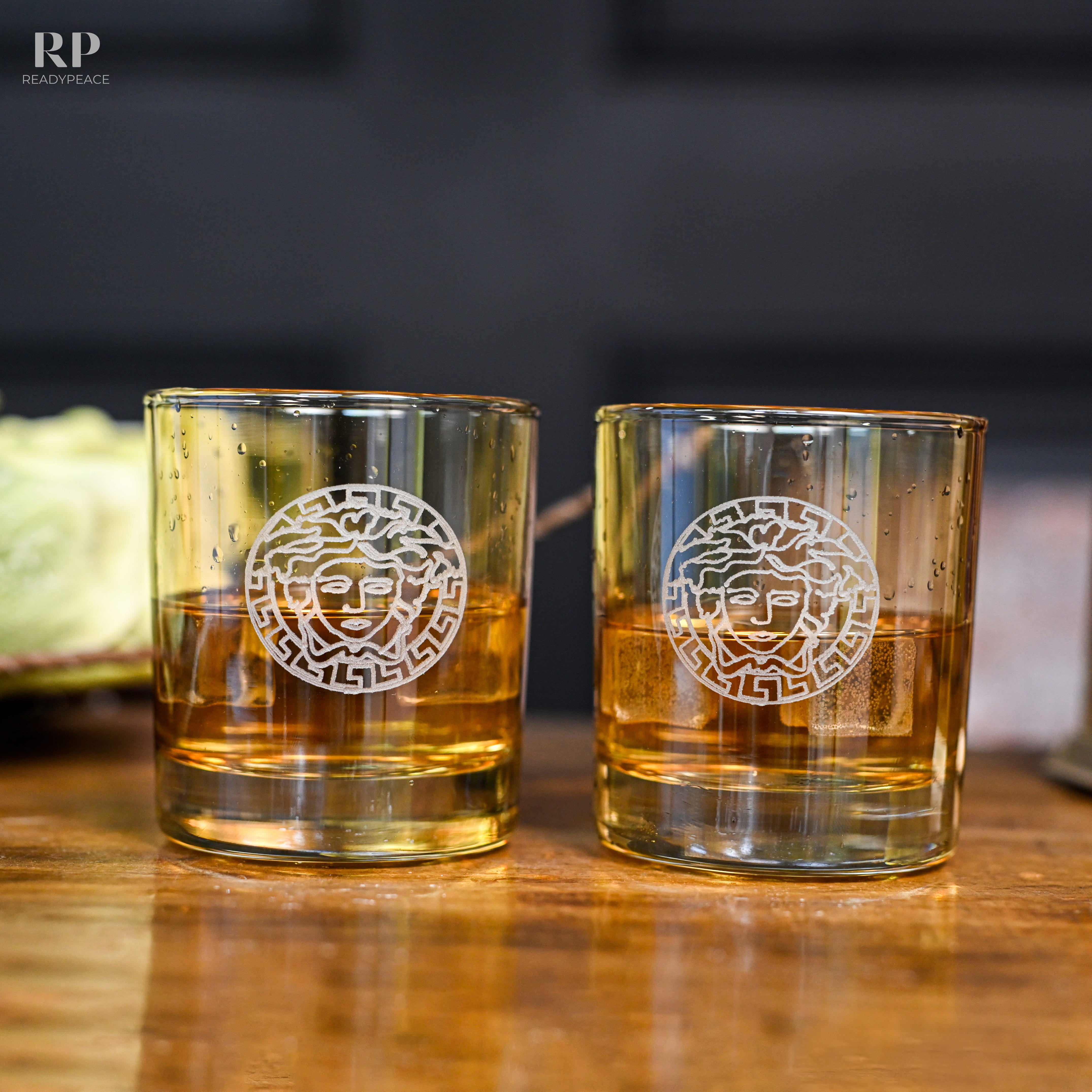 Elite Rock Versace Crystal Whiskey Glasses - Set of 6 (Amber)