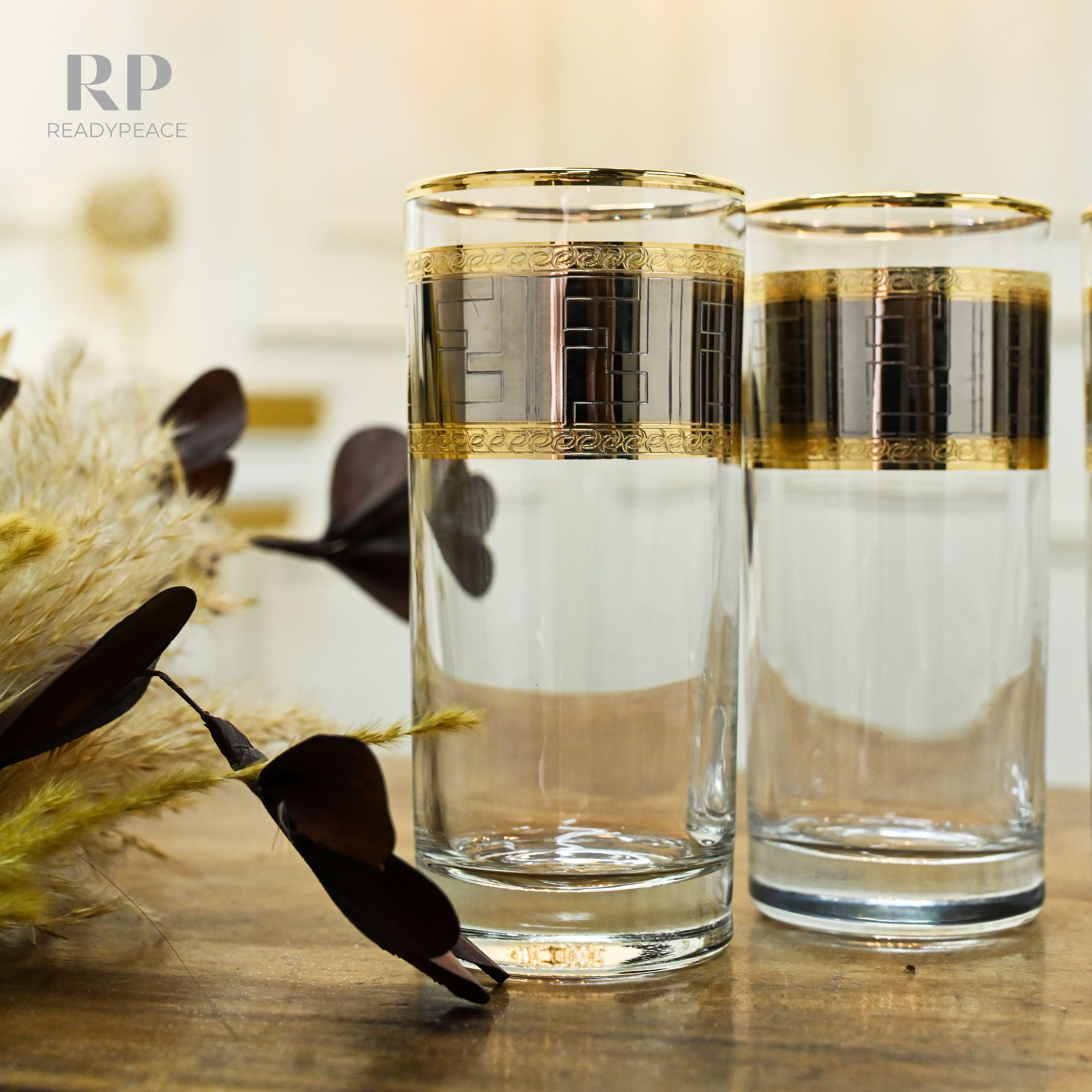 Diva Fendi Gold Plated Crystal Tall Glasses