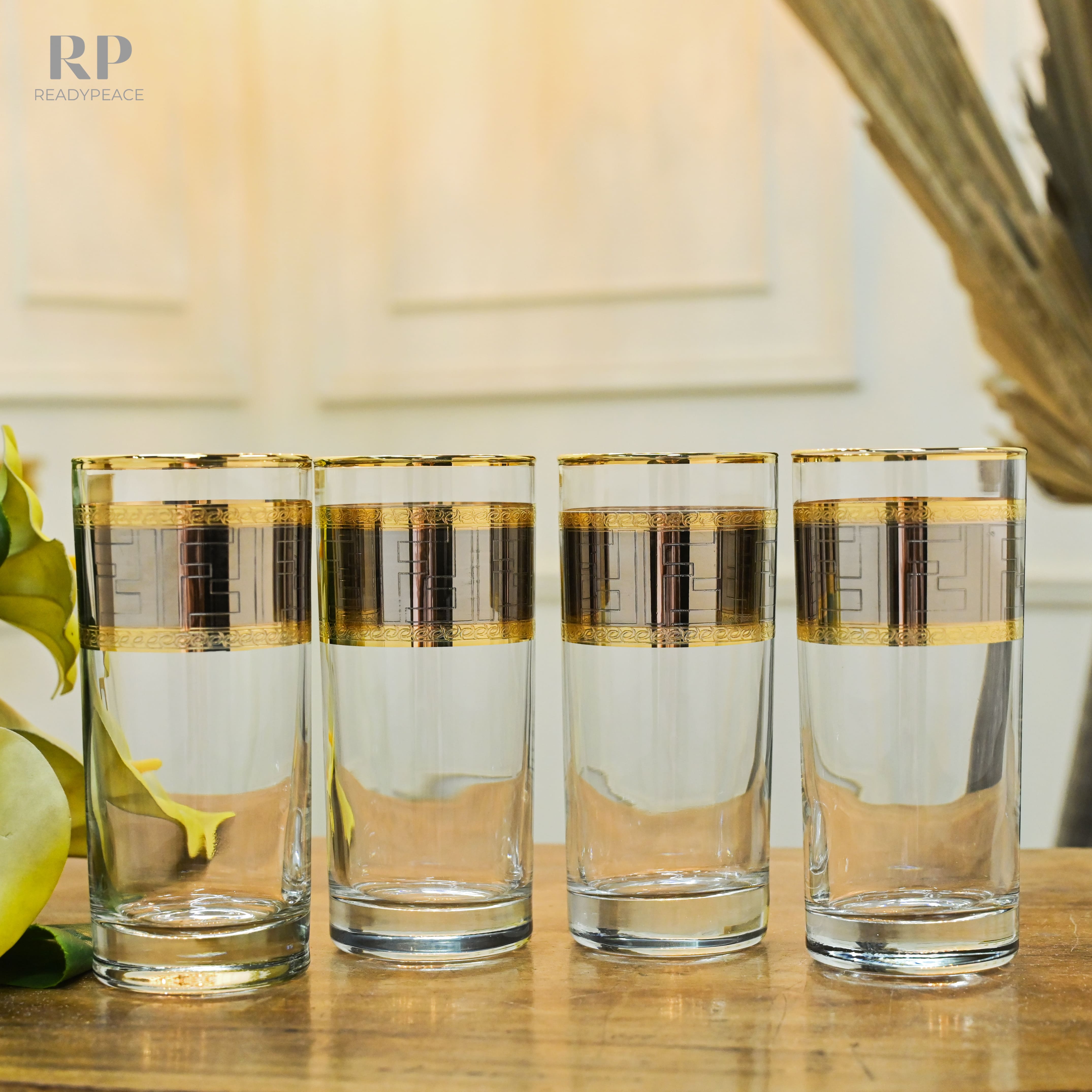 Diva Fendi Gold Plated Crystal Tall Glasses