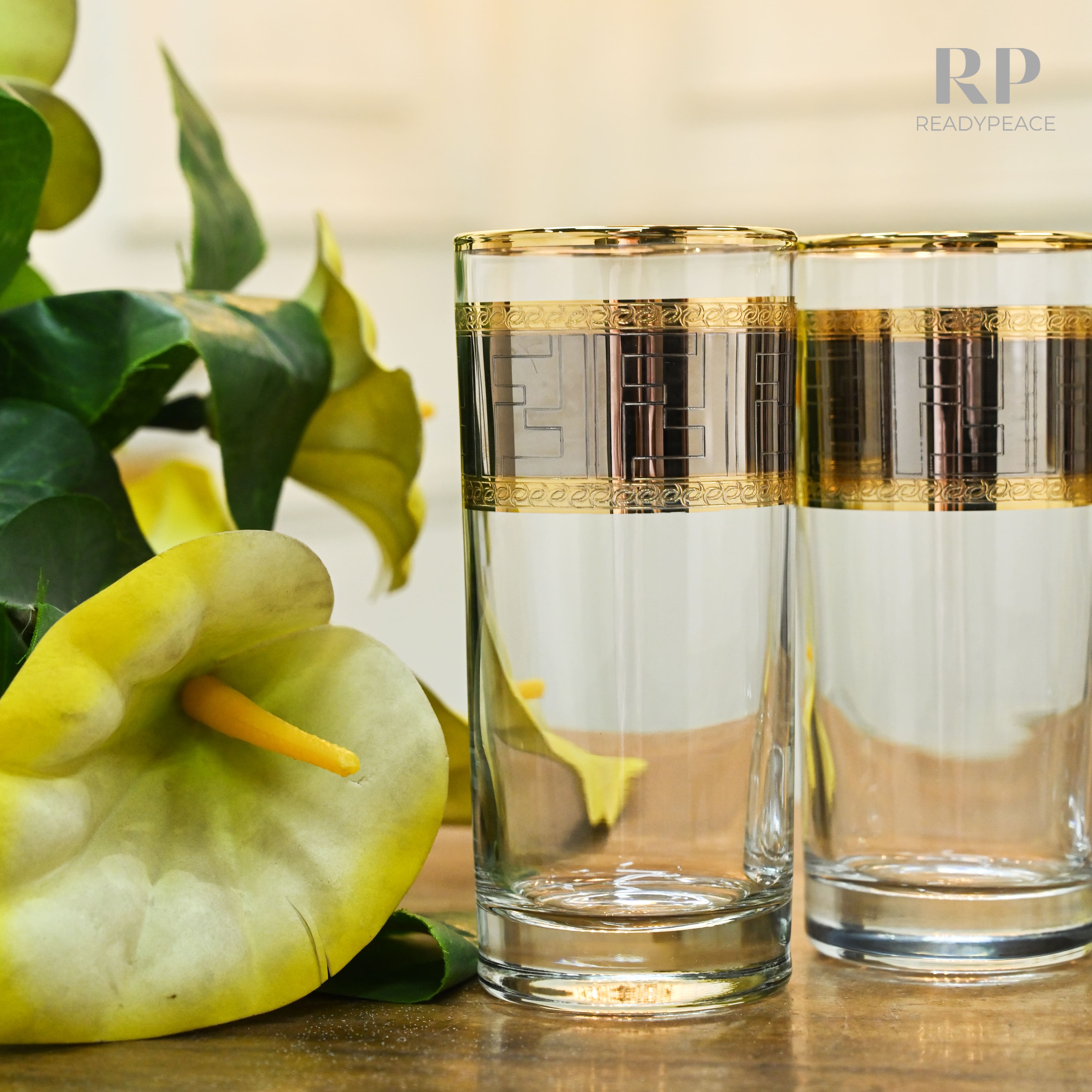 Diva Fendi Gold Plated Crystal Tall Glasses