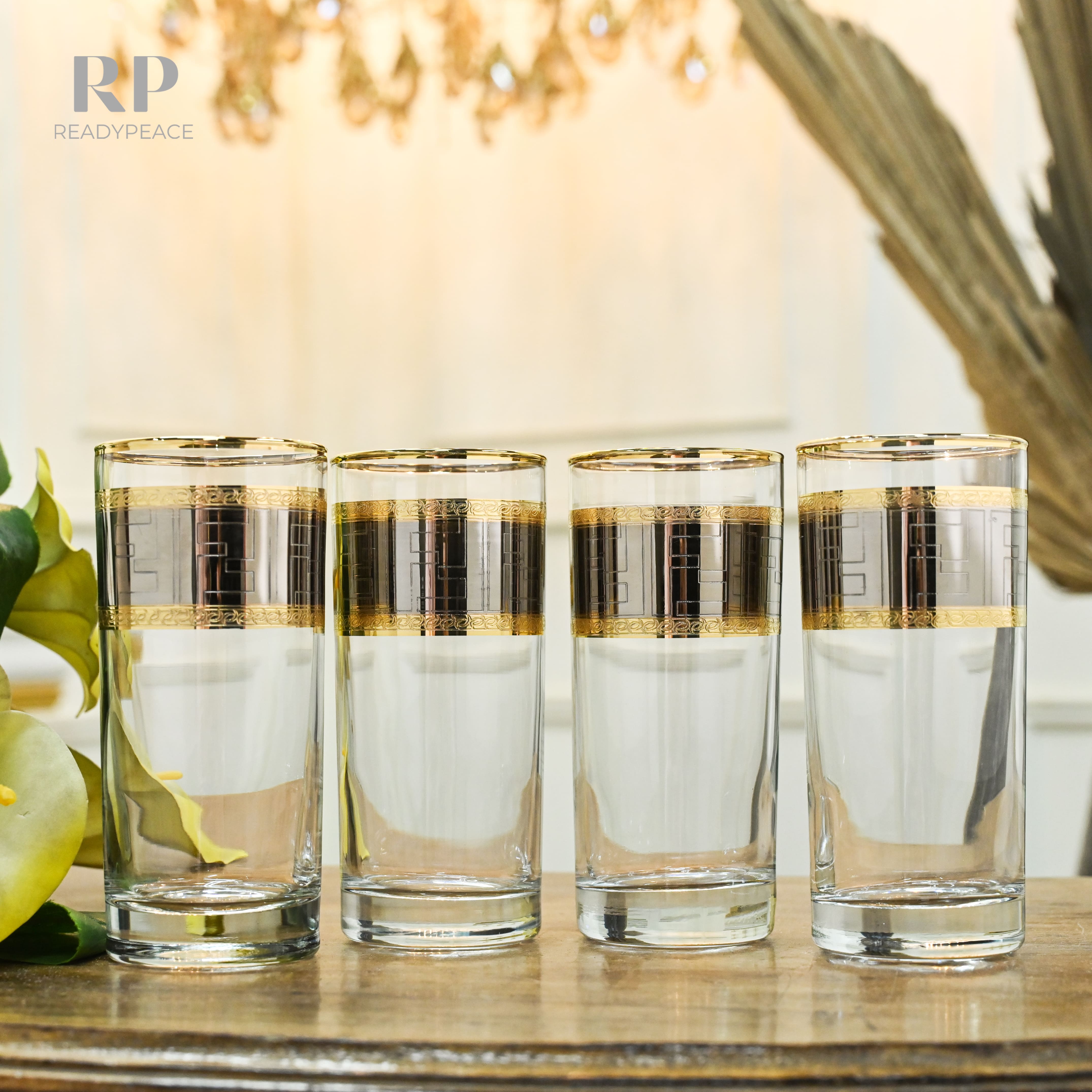 Diva Fendi Gold Plated Crystal Tall Glasses