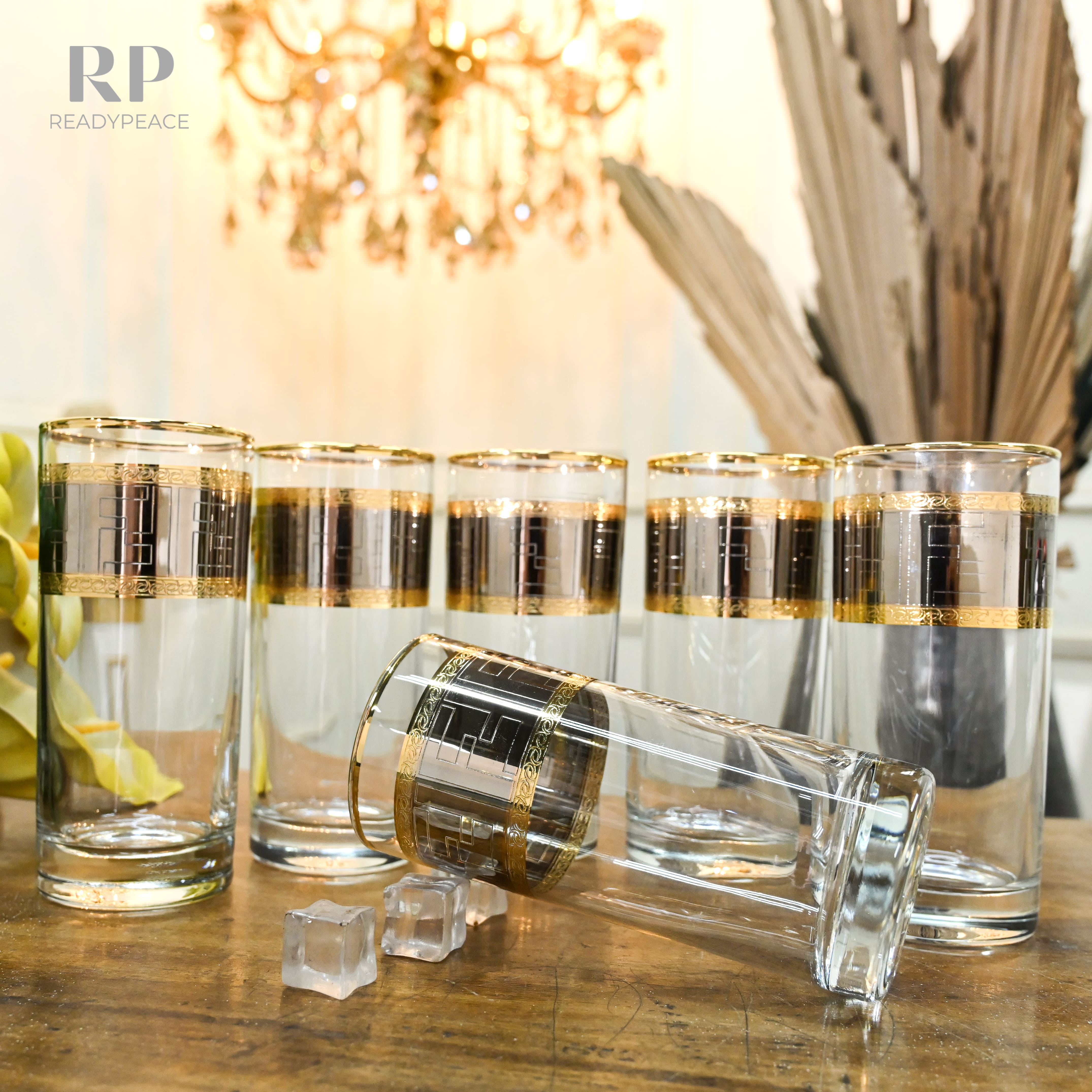 Diva Fendi Gold Plated Crystal Tall Glasses