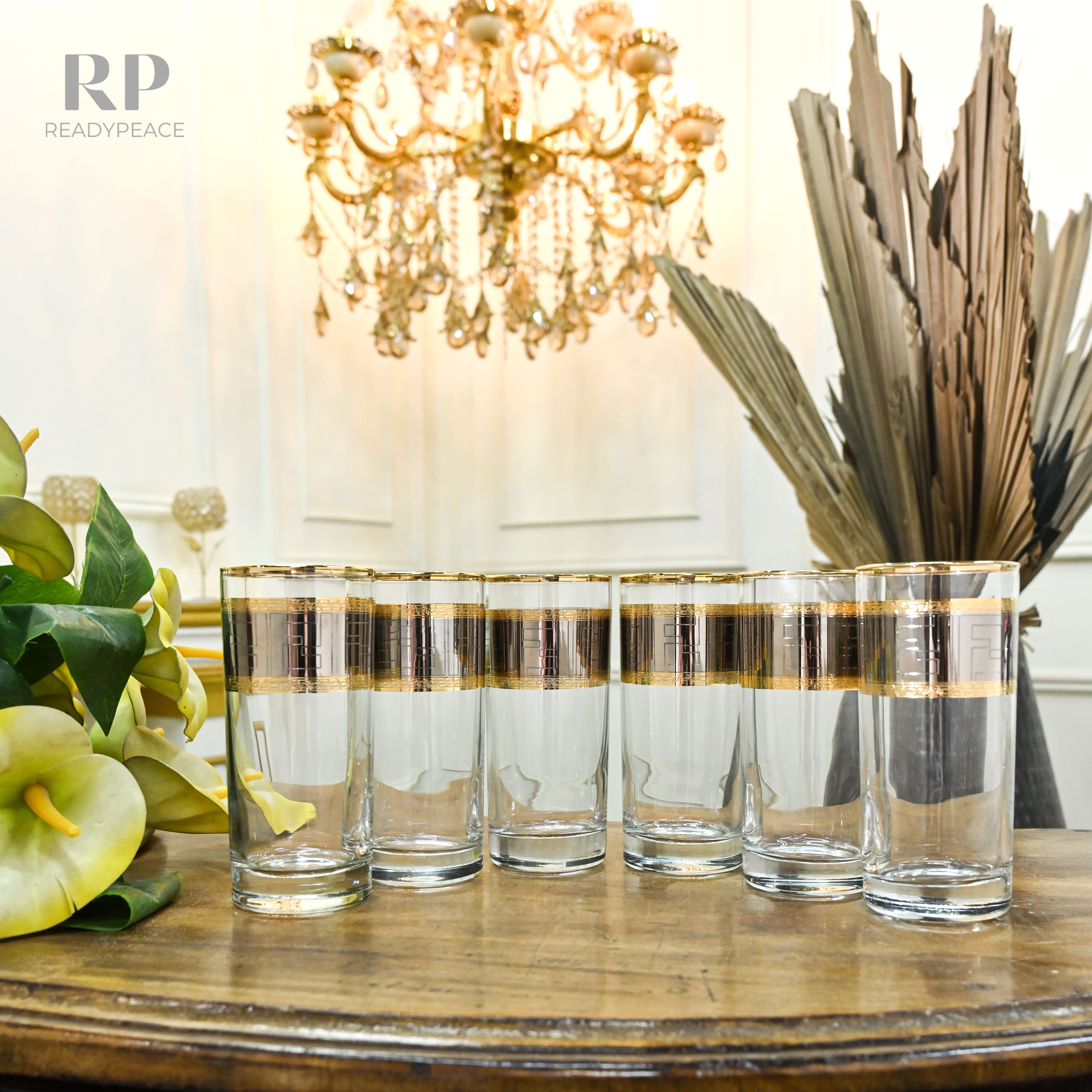 Diva Fendi Gold Plated Crystal Tall Glasses