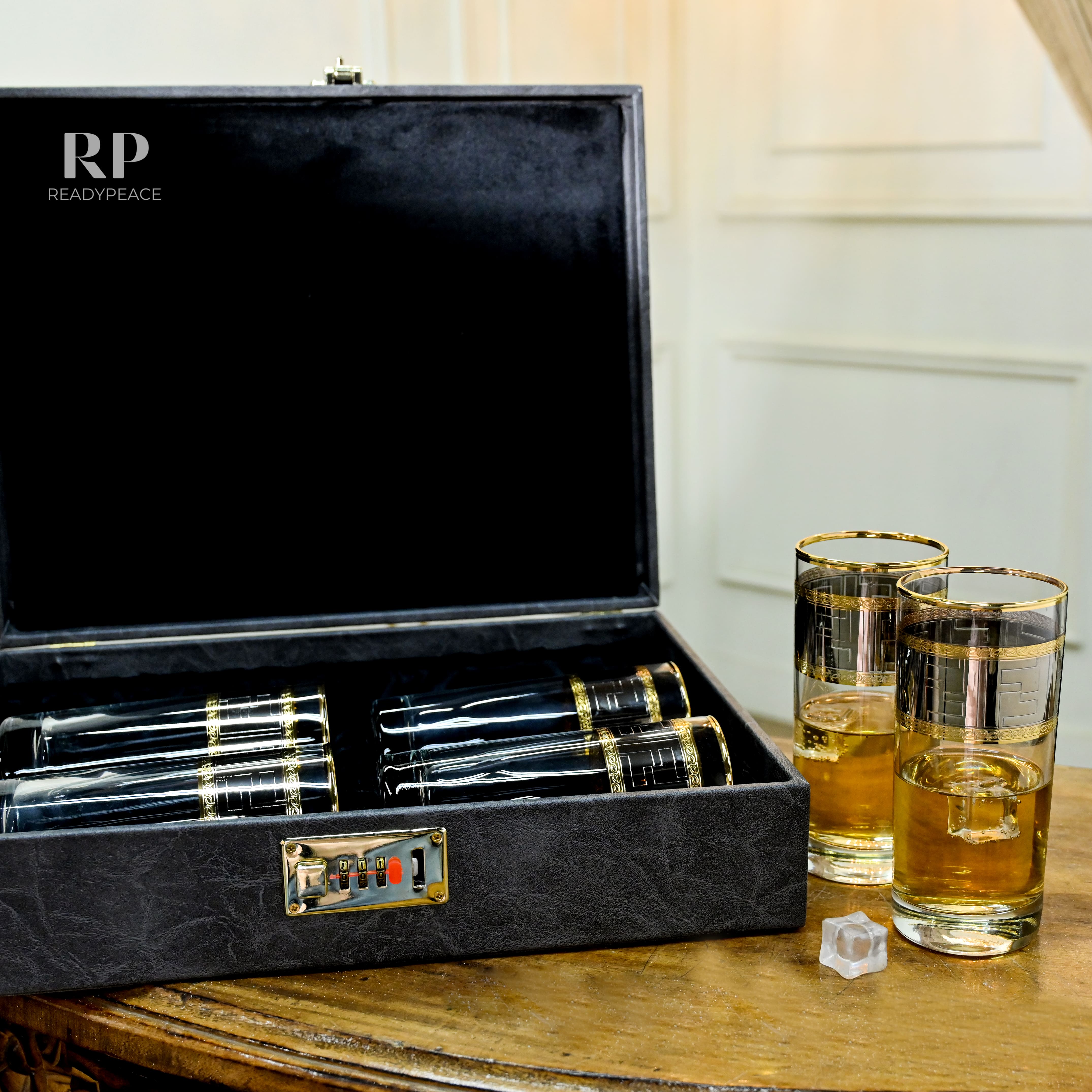 Diva Fendi Gold Plated Crystal Tall Glasses