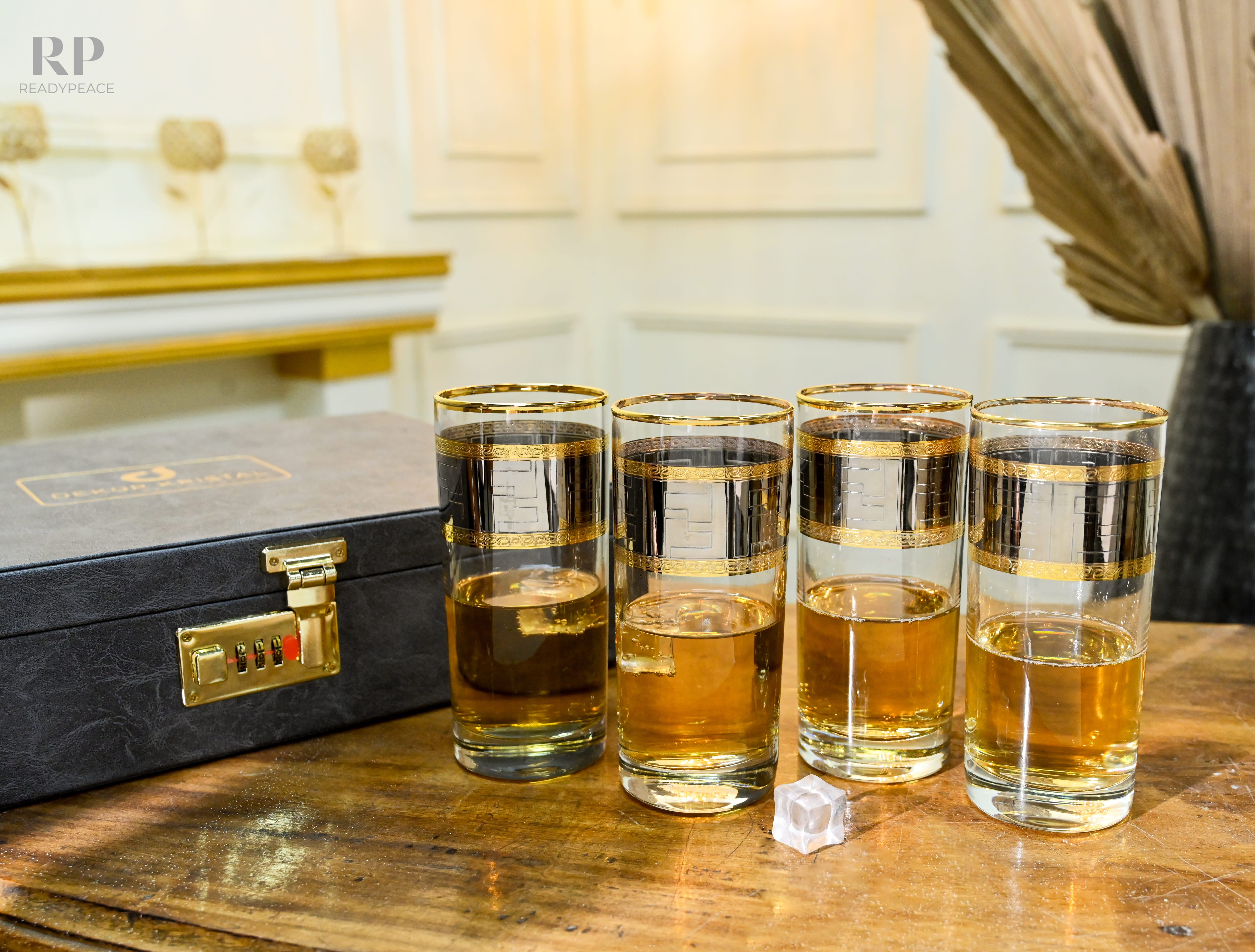 Diva Fendi Gold Plated Crystal Tall Glasses