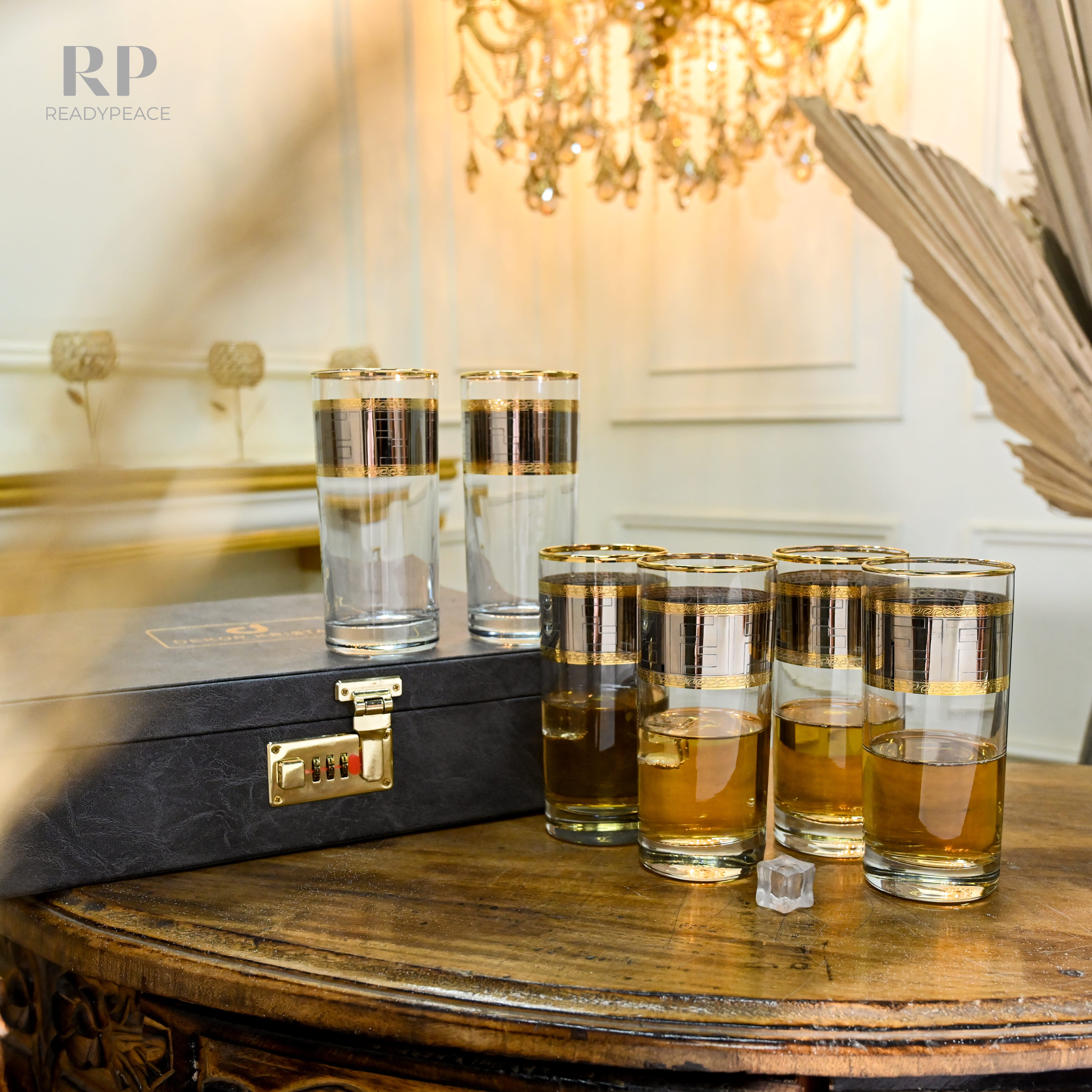 Diva Fendi Gold Plated Crystal Tall Glasses