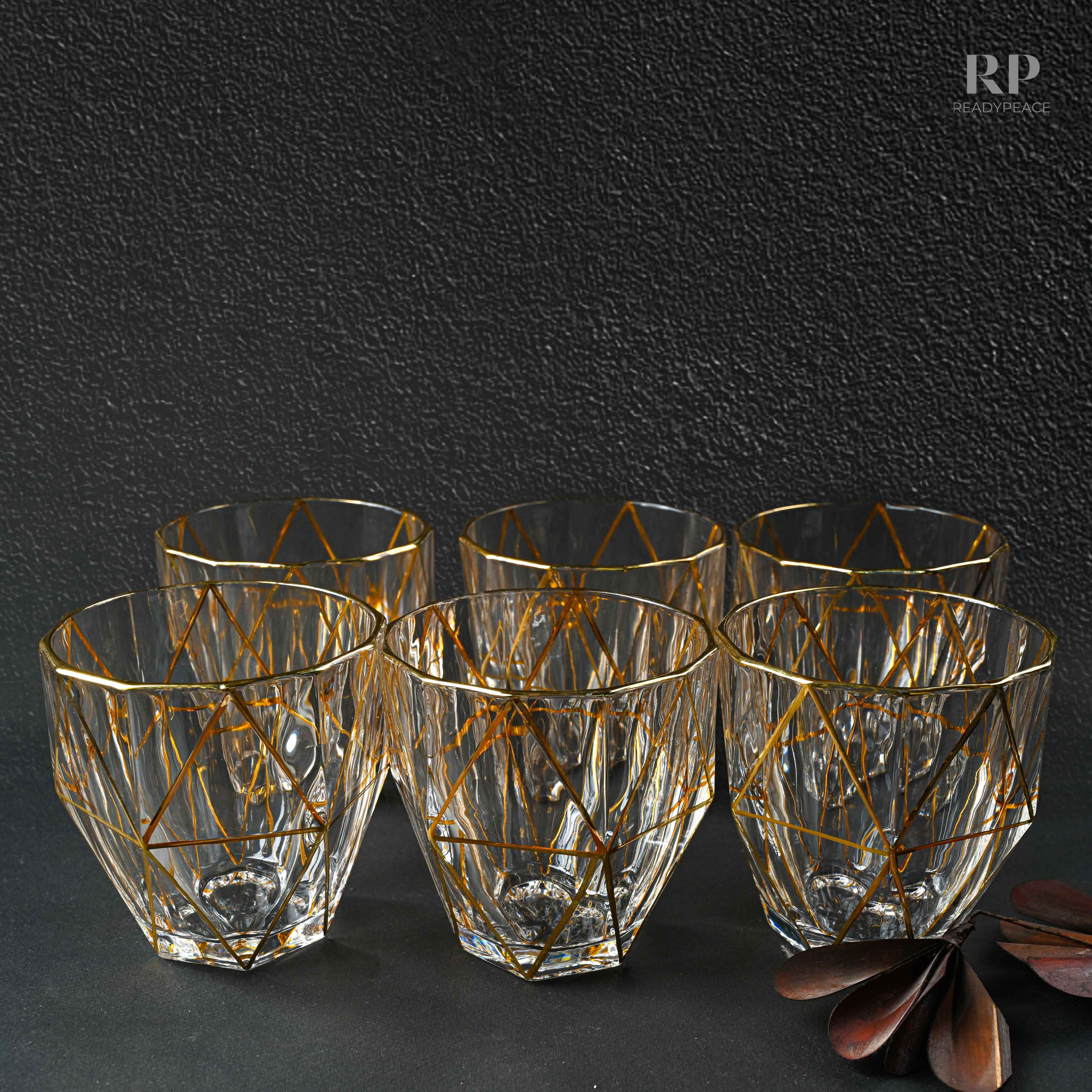 Hawana Bohemian Style Golden Edge Crystal Whiskey Glass