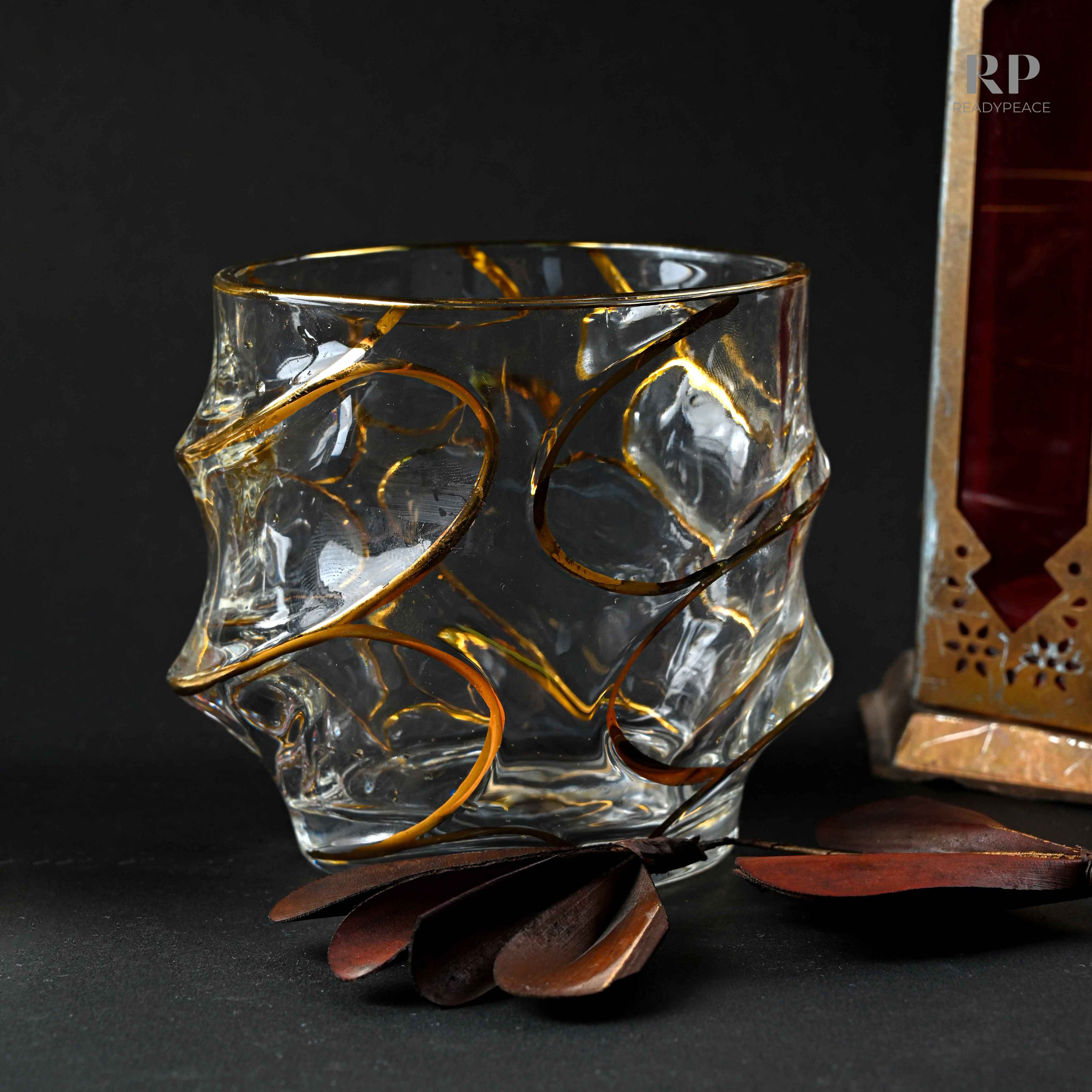 Calypso Bohemian Style Golden Edge Crystal Whiskey Glass