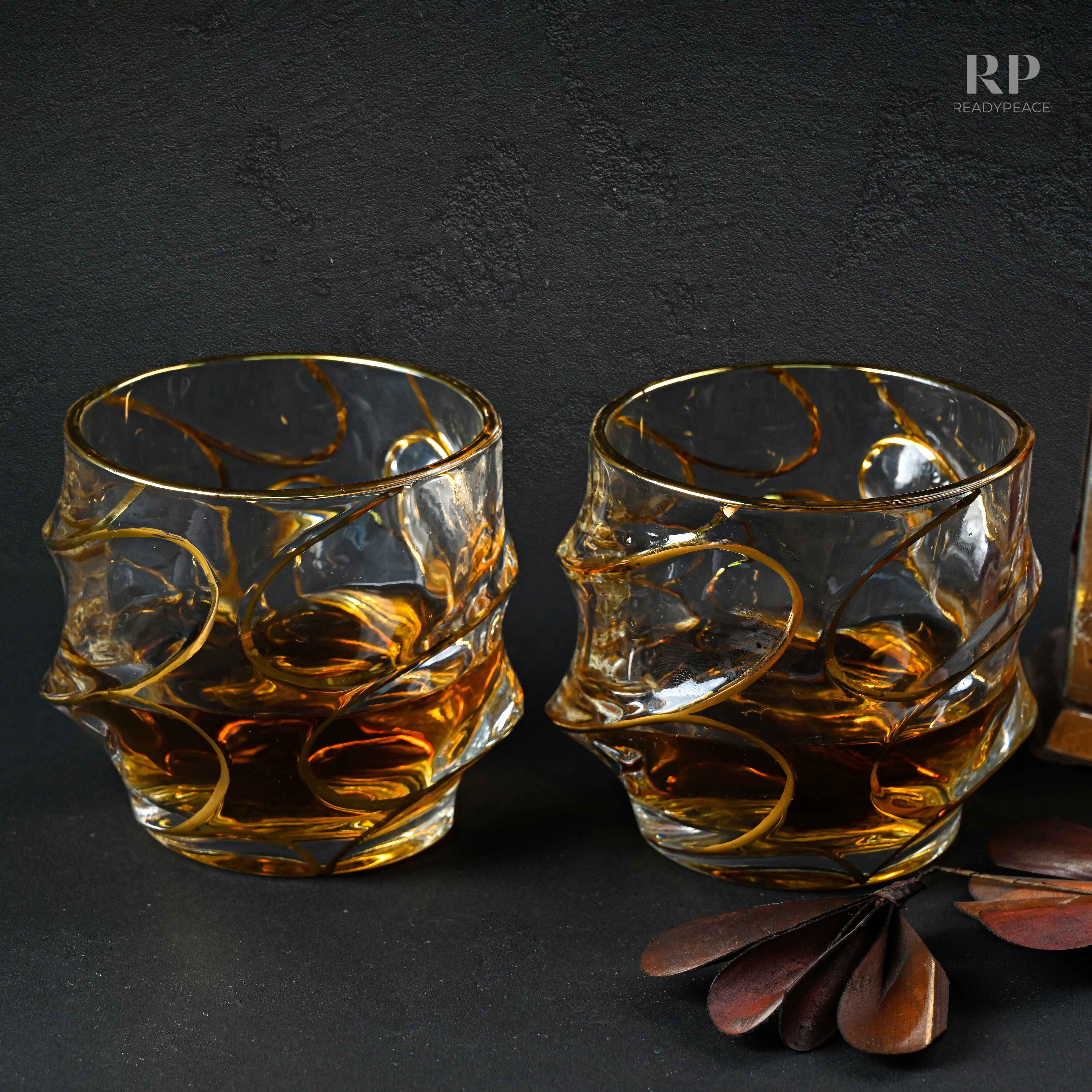 Calypso Bohemian Style Golden Edge Crystal Whiskey Glass