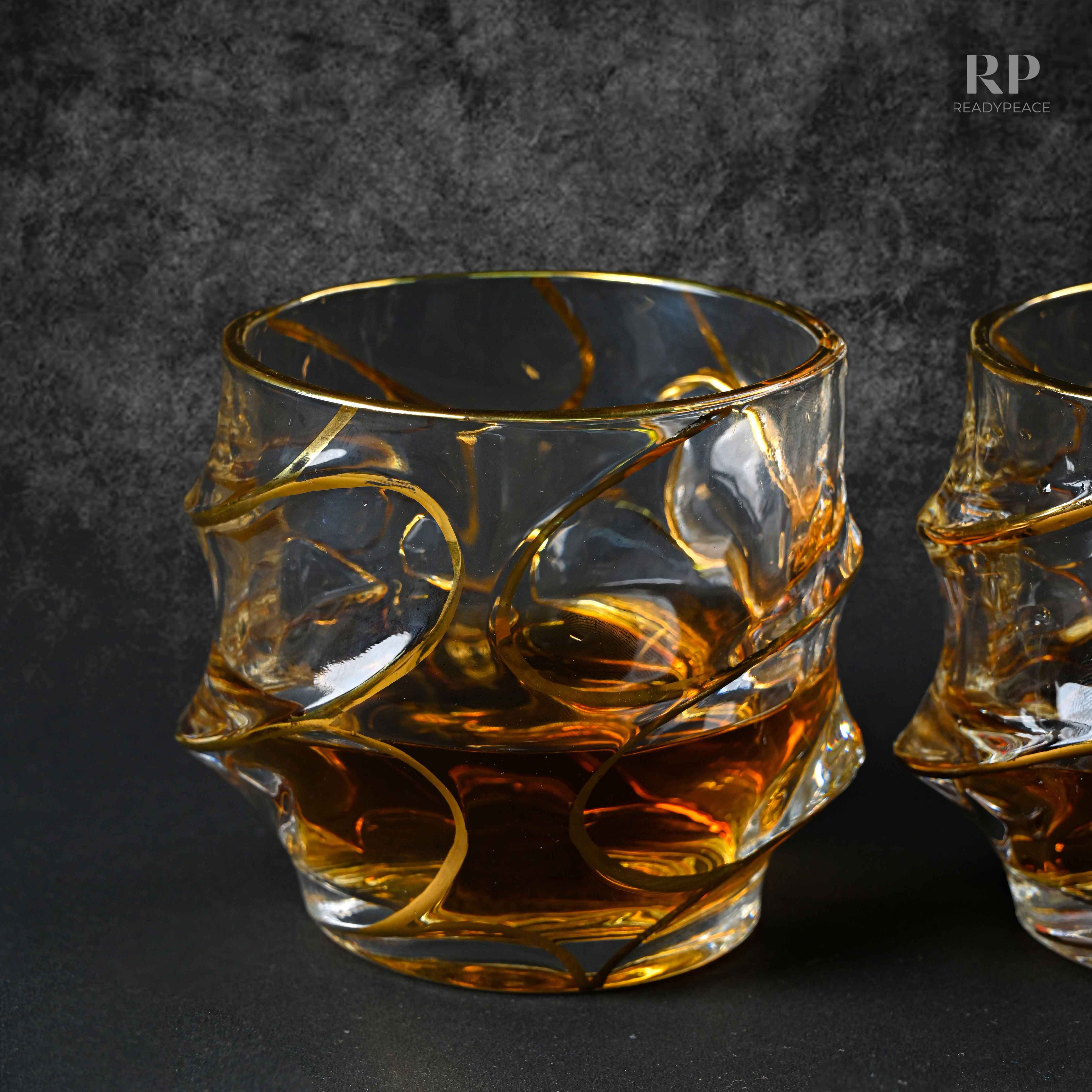 Calypso Bohemian Style Golden Edge Crystal Whiskey Glass