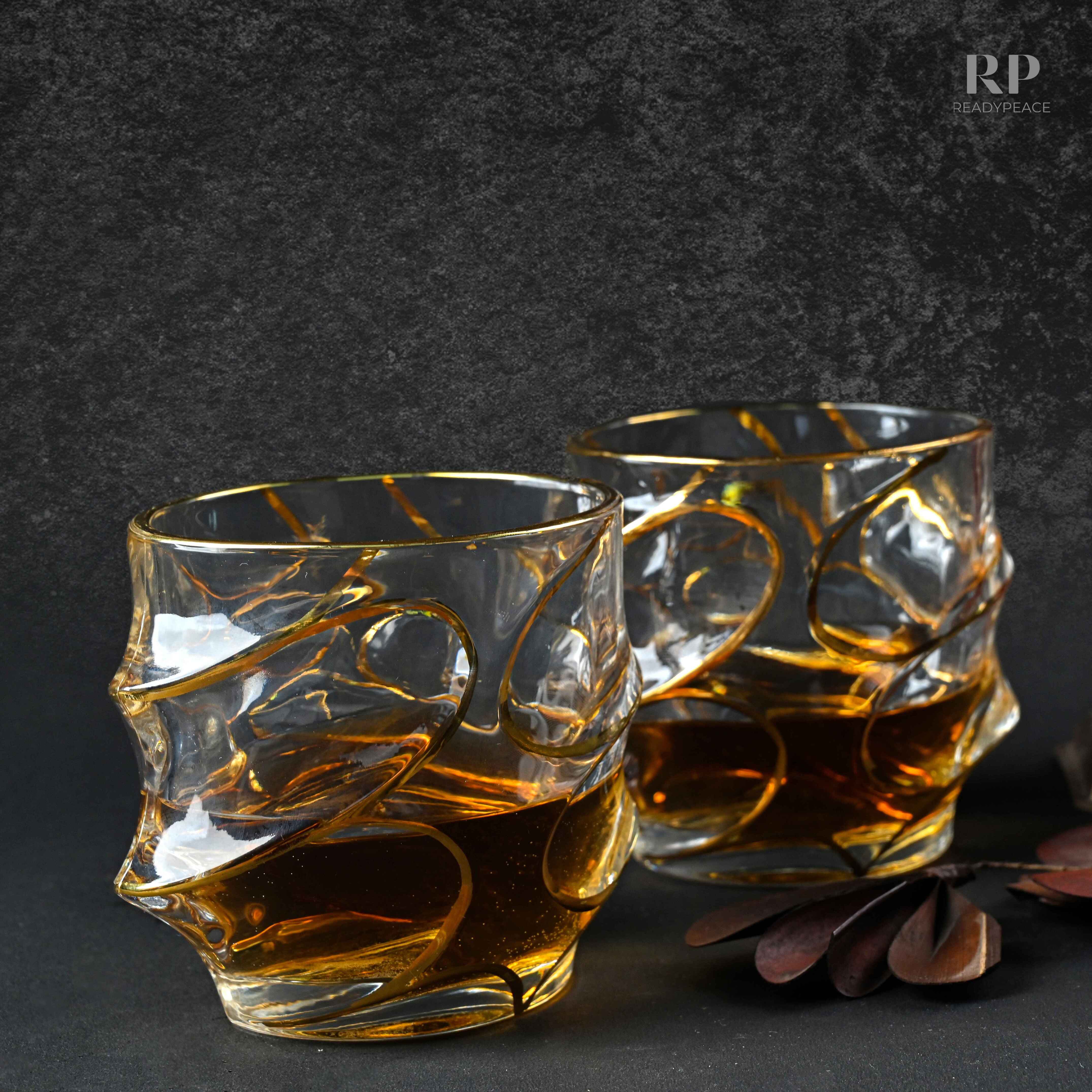 Calypso Bohemian Style Golden Edge Crystal Whiskey Glass