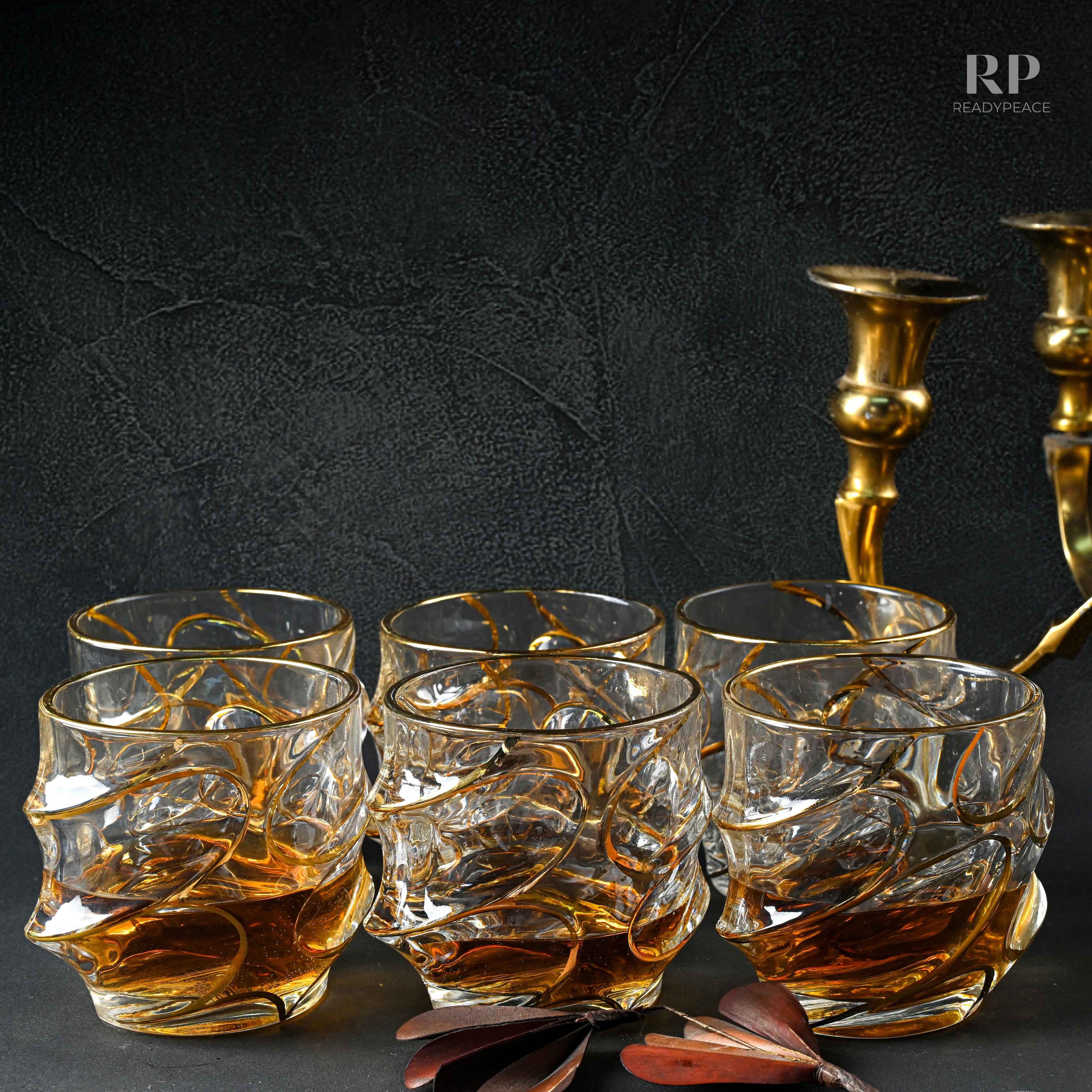 Calypso Bohemian Style Golden Edge Crystal Whiskey Glass