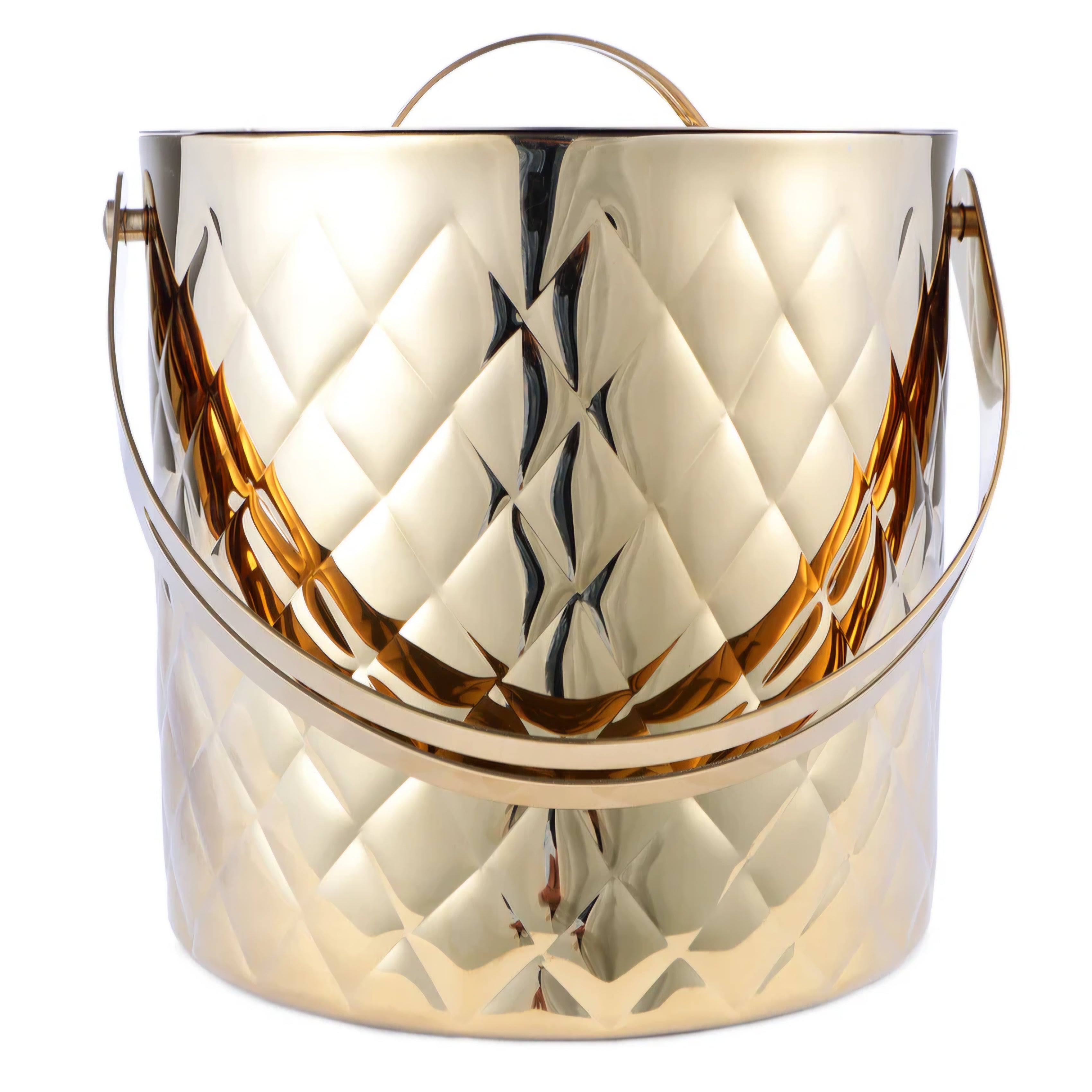 Aurora Diamond Gold Ice Bucket with Lid & Tong