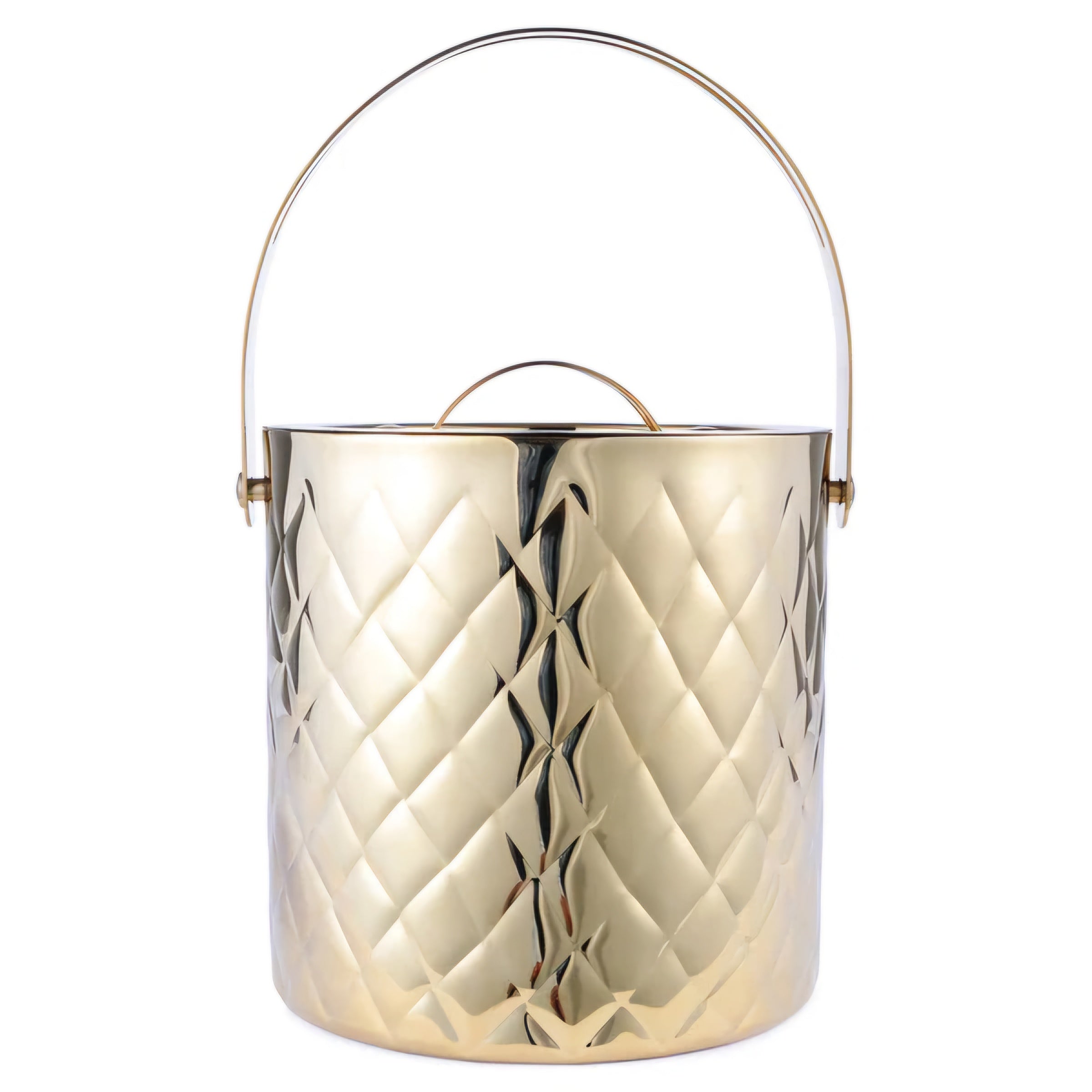 Aurora Diamond Gold Ice Bucket with Lid & Tong