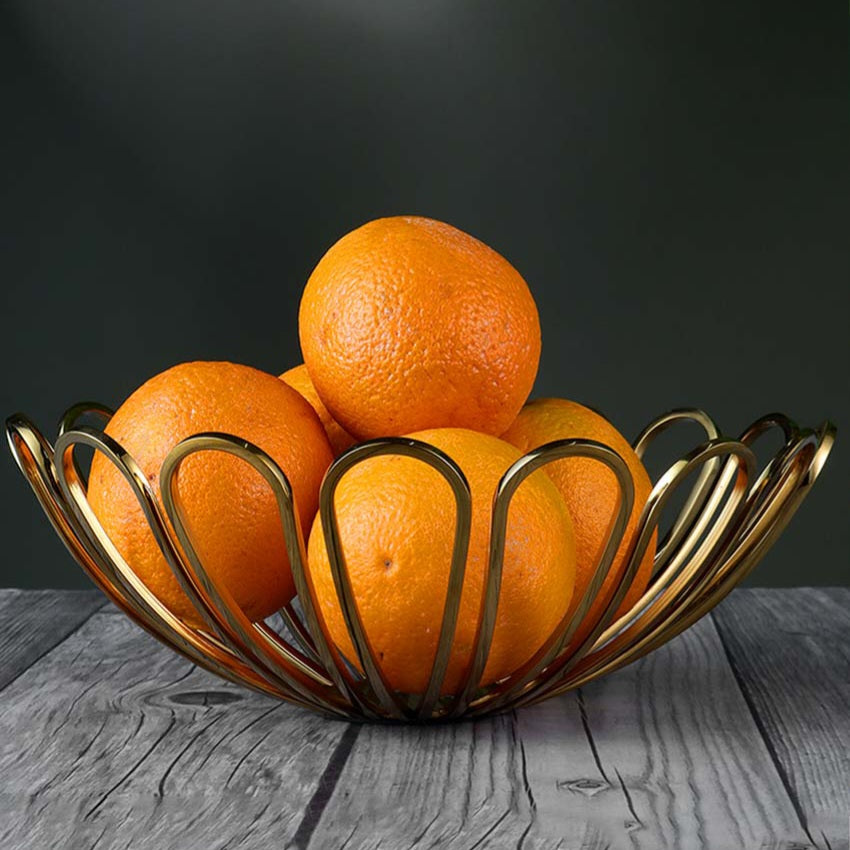 FLORAL UMBRELLA GOLD FRUIT BASKET (10 x 4 inches)