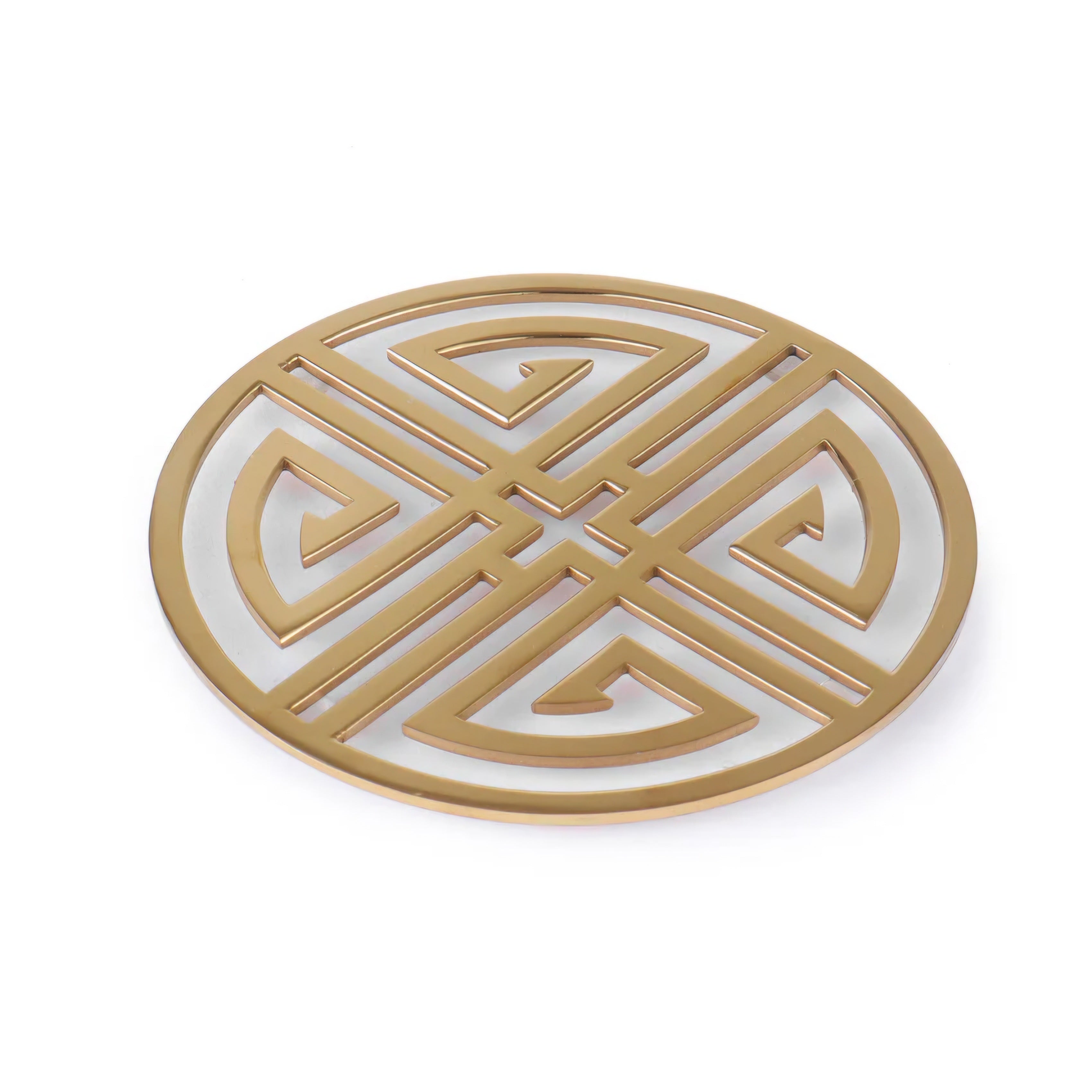 VALENCIA GOLD ROUND COASTER SET WITH HOLDER (SET OF 6)